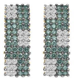 14K Yellow Gold 2 cttw White and Treated Blue Diamond Earrings (H-I, SI1-SI2)