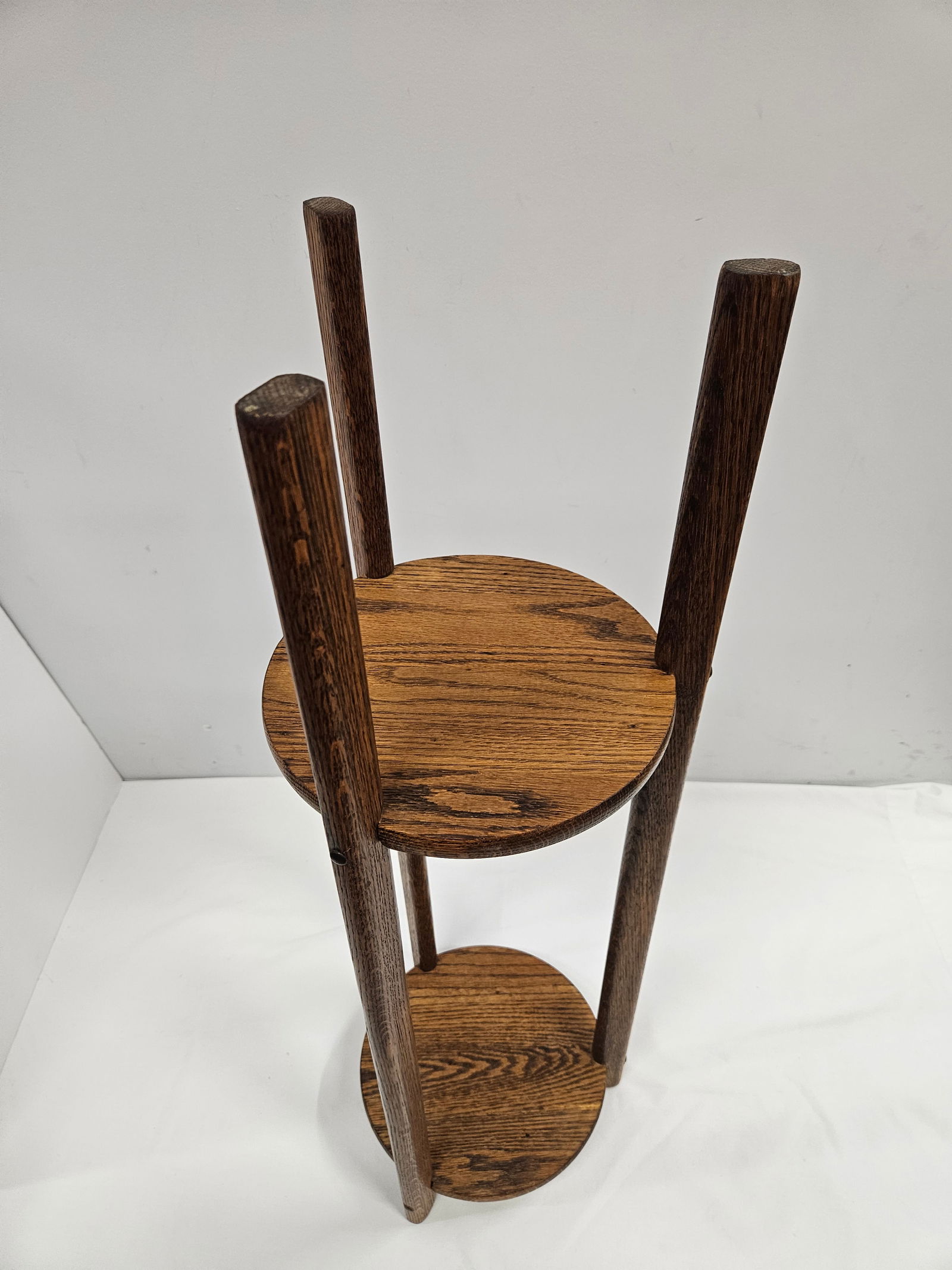 Tall Arts and Crafts Oak Plant Stand - 10