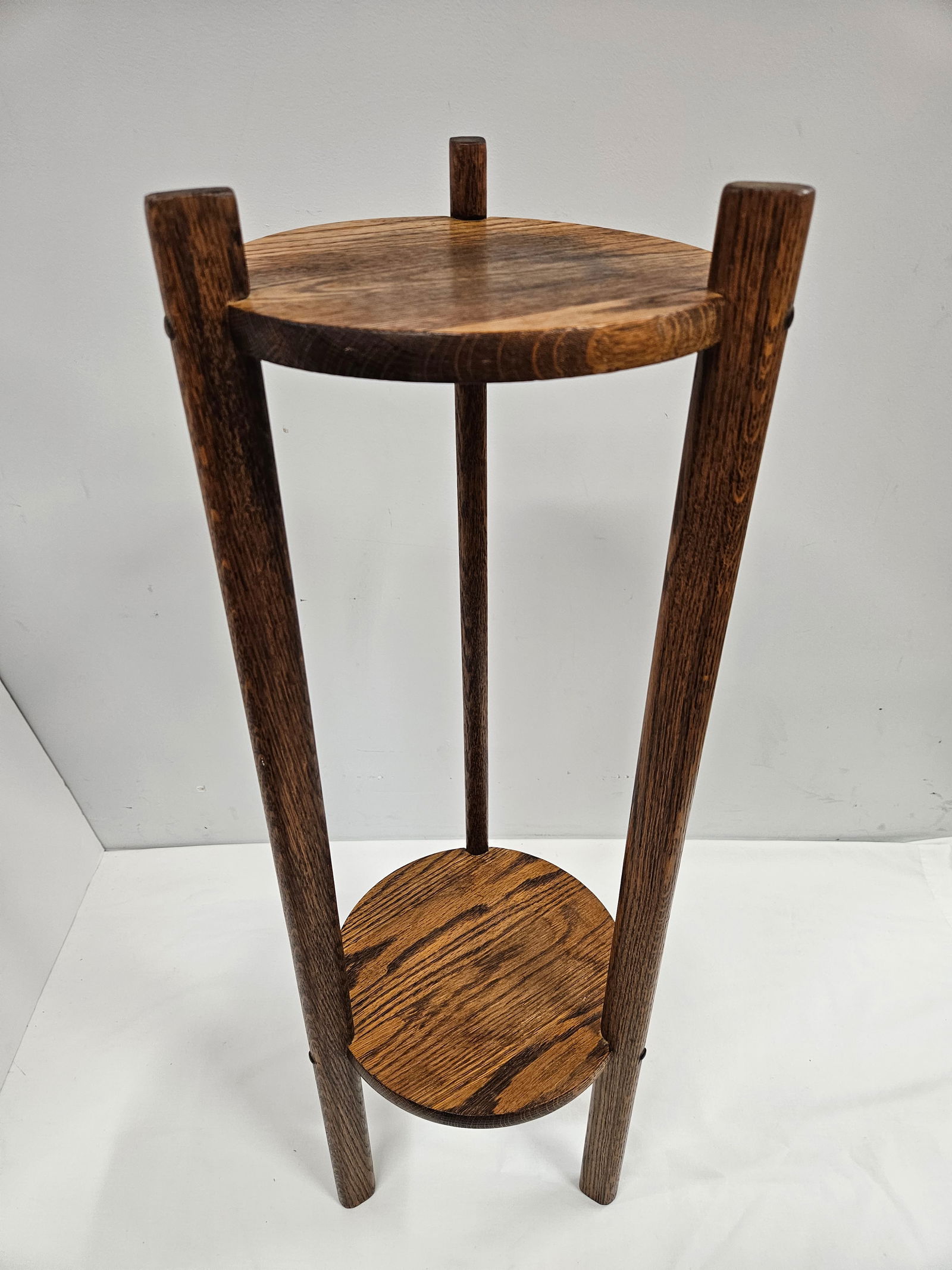 Tall Arts and Crafts Oak Plant Stand - 2