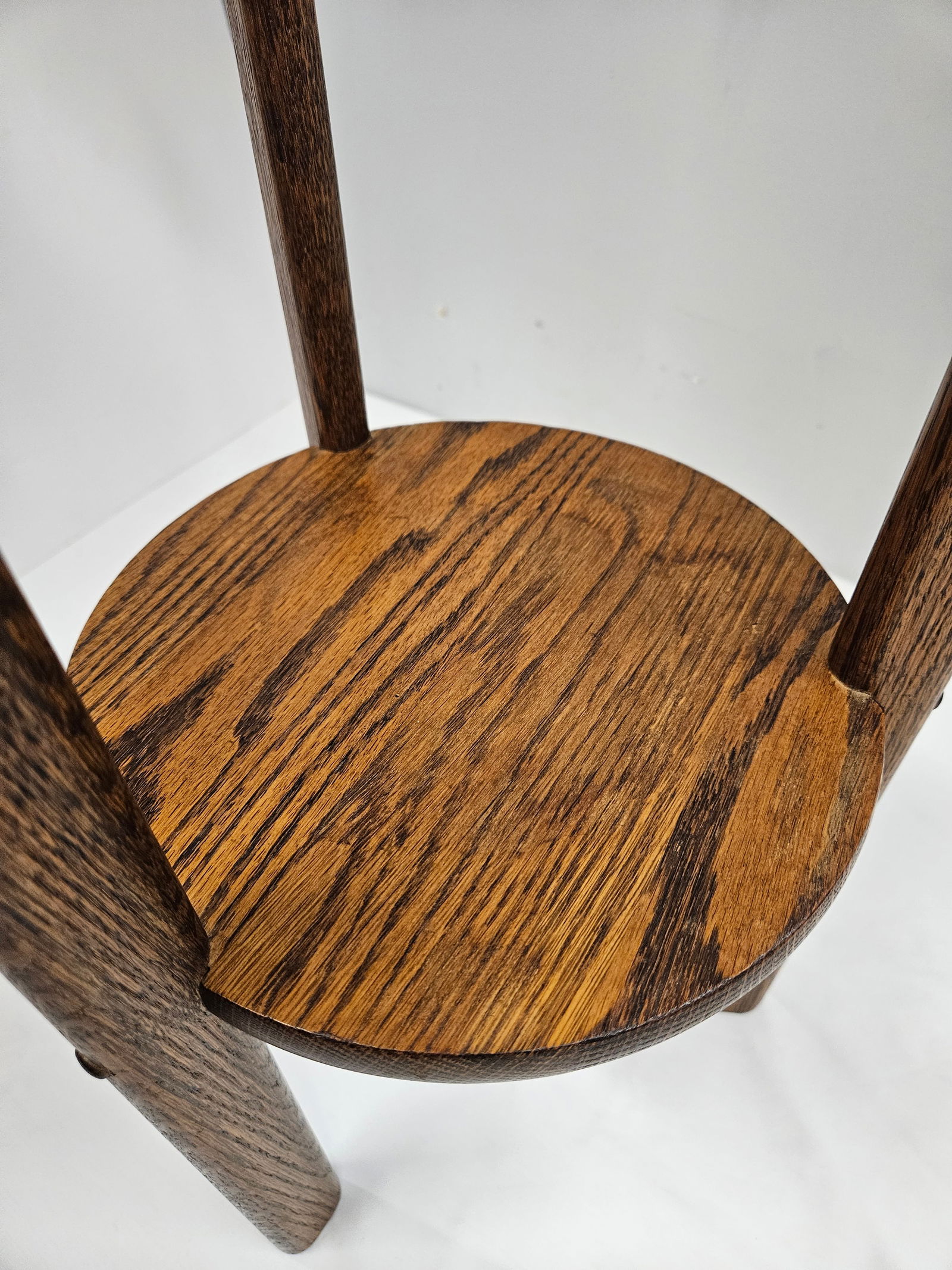 Tall Arts and Crafts Oak Plant Stand - 8