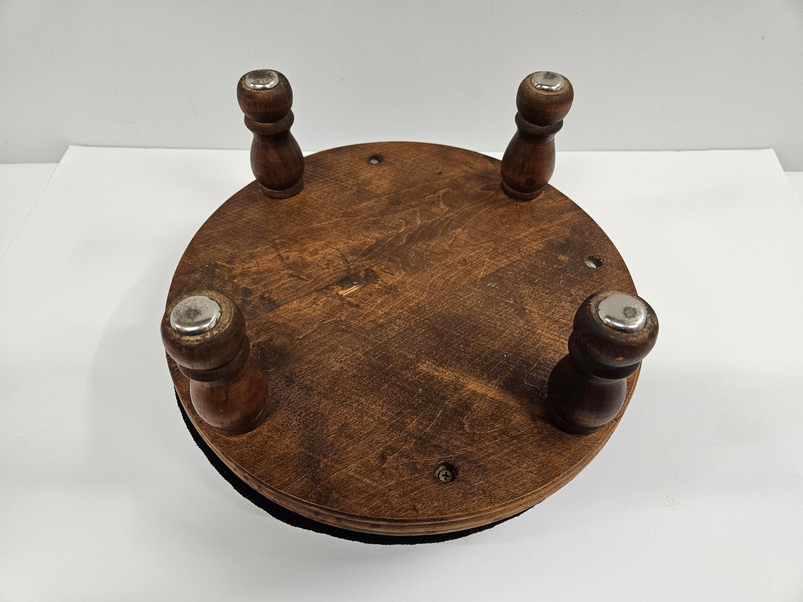 Round Needlepoint Victorian Footstool - 10