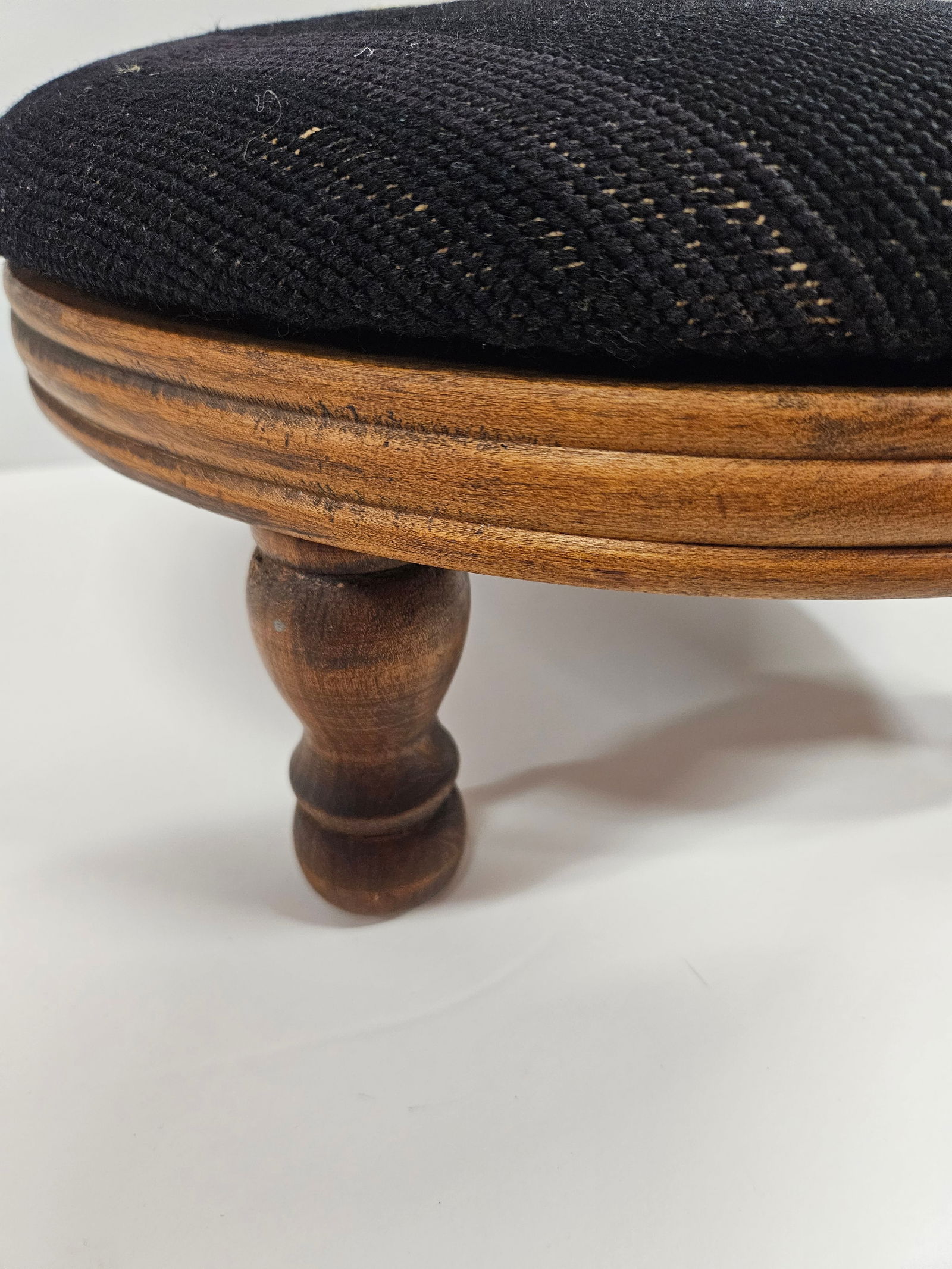 Round Needlepoint Victorian Footstool - 9