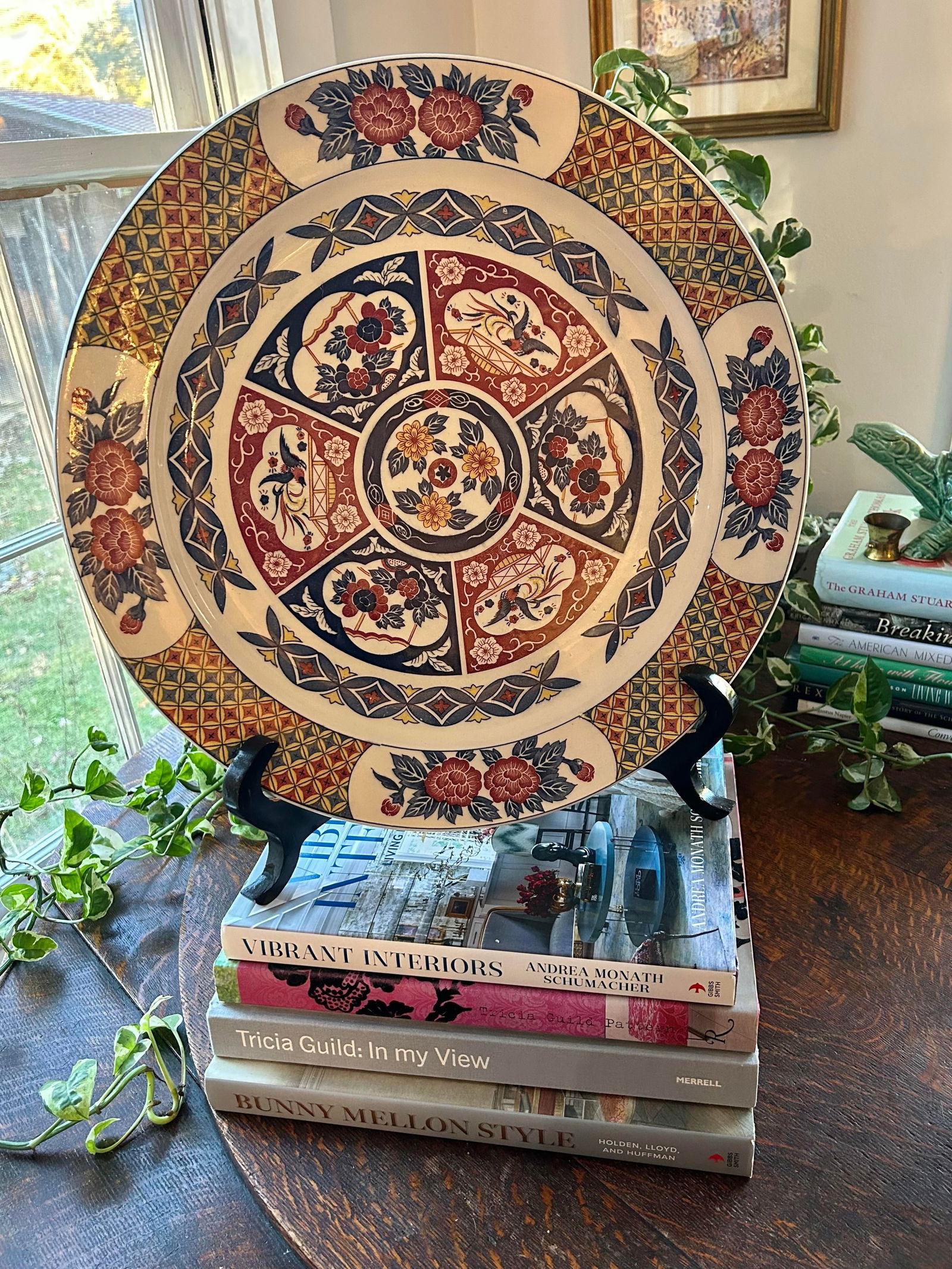 Mid 20th Century Japanese Chinoiserie Arita Imari Style 17" Charger - 2