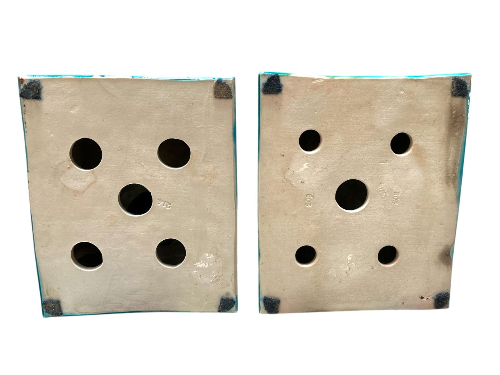 Pair of 1960's Mid Century Chinese Turquoise Porcelain Foo Dog Statues - 9