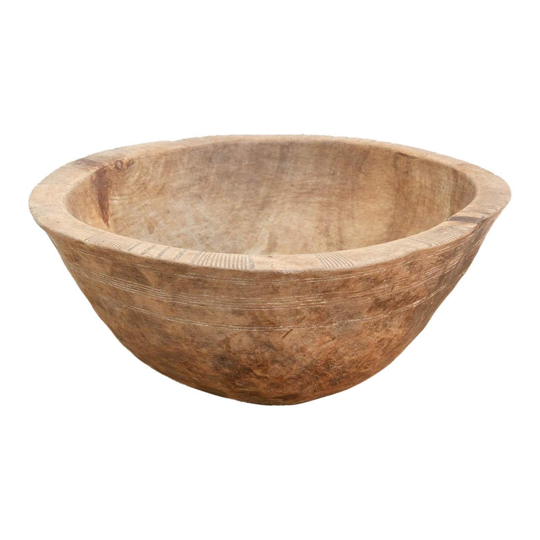Farmhouse Style Antique Bowl: There is something deeply grounding about holding a vessel that was hewn by hand from a single block of wood. This antique African bowl is a stunning example of utilitarian art. Unlike mass-produced