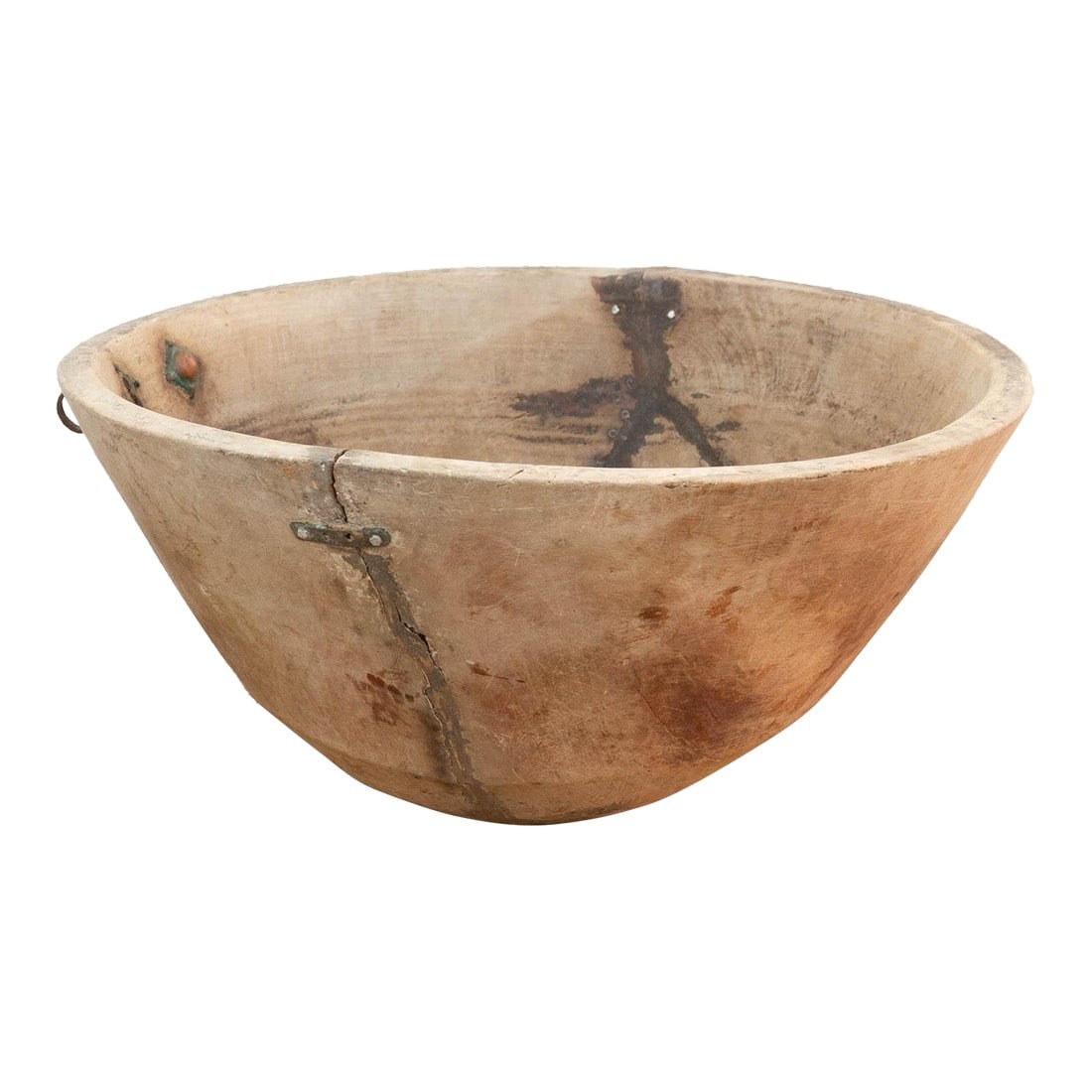 Bleached Raw Wood African Dough Bowl: There is something deeply grounding about holding a vessel that was hewn by hand from a single block of wood. This antique African bowl is a stunning example of utilitarian art. Unlike mass-produced