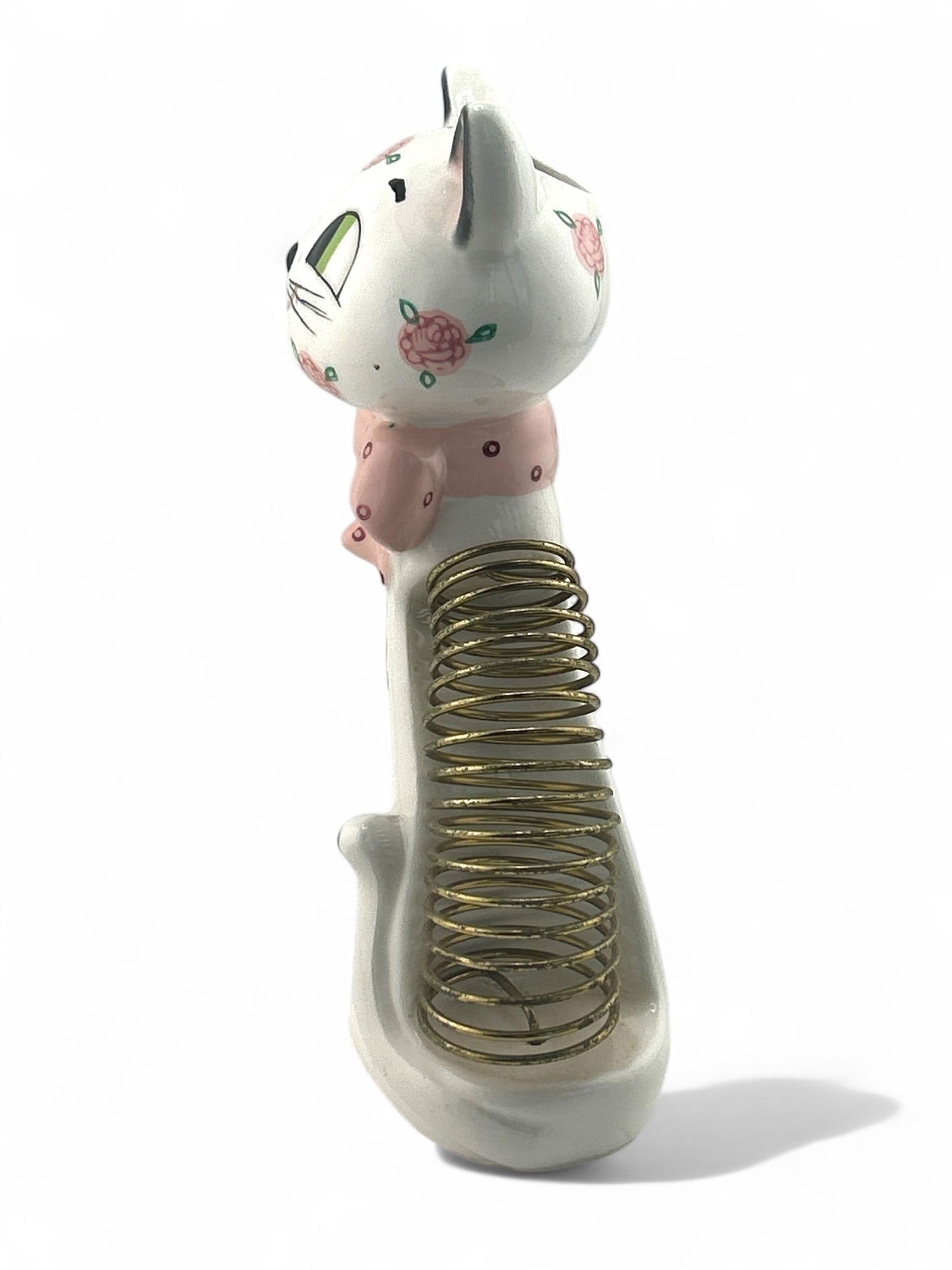 1960's Norcrest Porcelain Cat Mail Letter Sorter & Pen Holder Figurine - 4