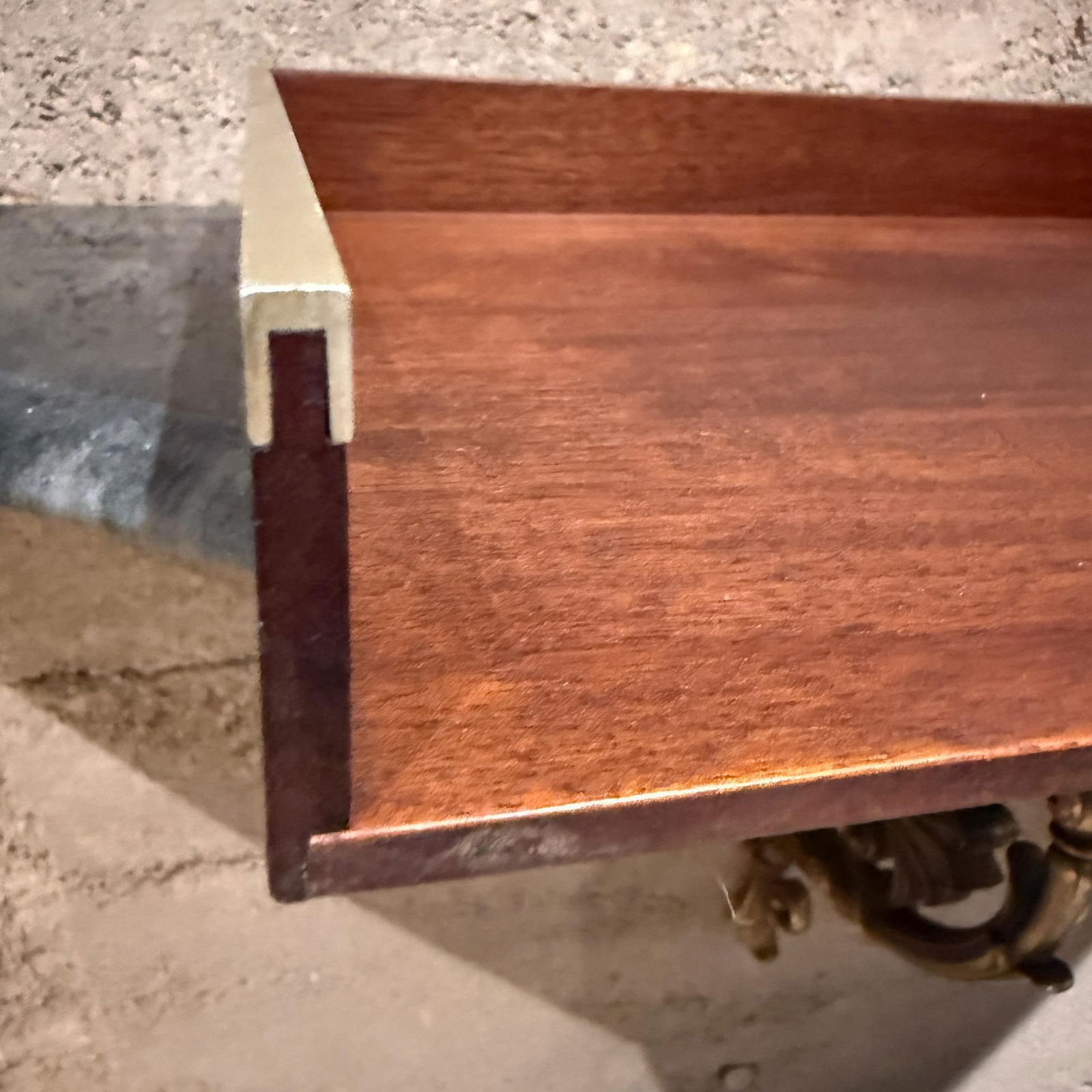 Mid-Century Modern Walnut & Aluminum Letter Tray Desk Accessory Qualiton - 3