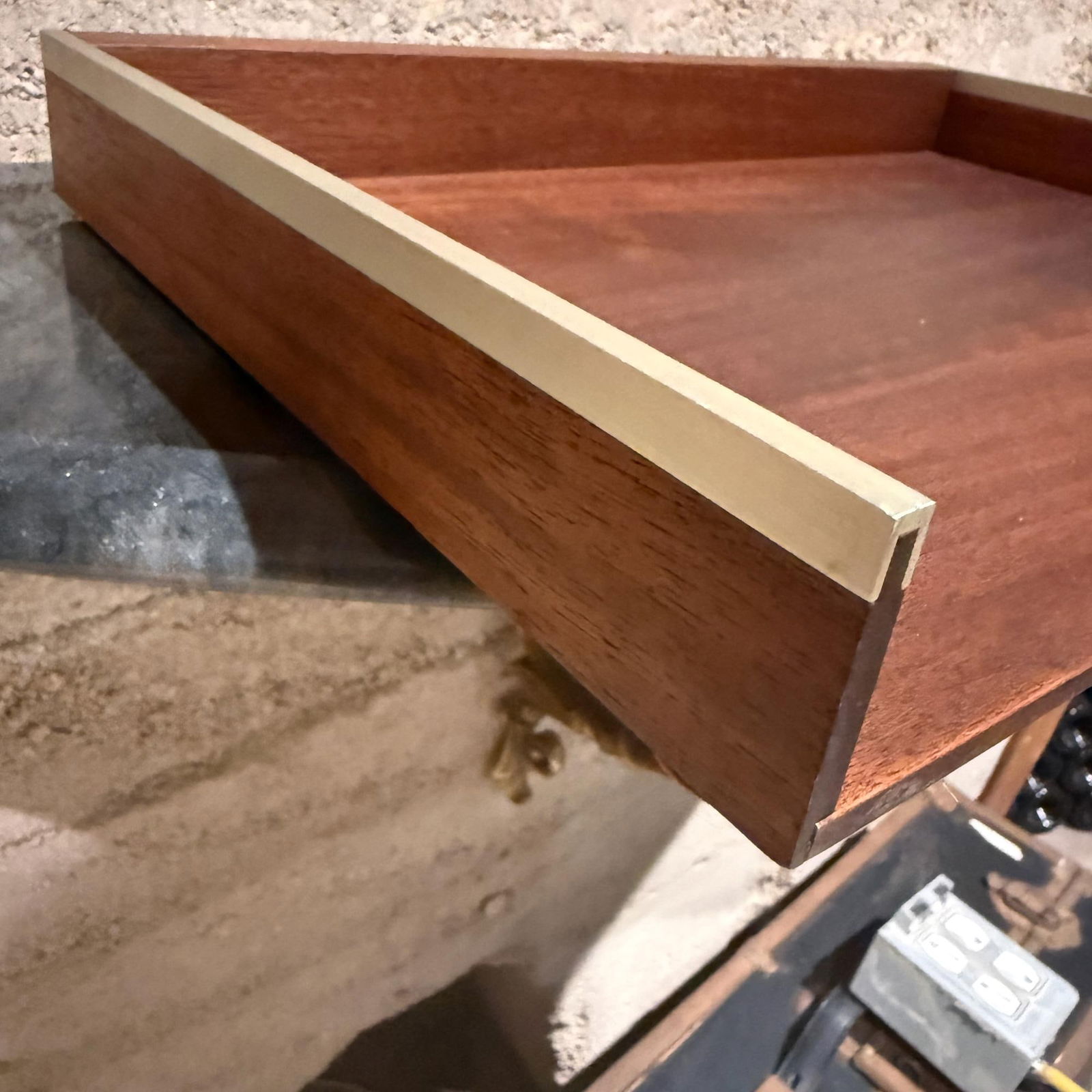 Mid-Century Modern Walnut & Aluminum Letter Tray Desk Accessory Qualiton - 4