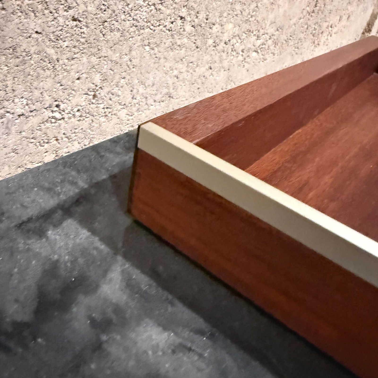 Mid-Century Modern Walnut & Aluminum Letter Tray Desk Accessory Qualiton - 5