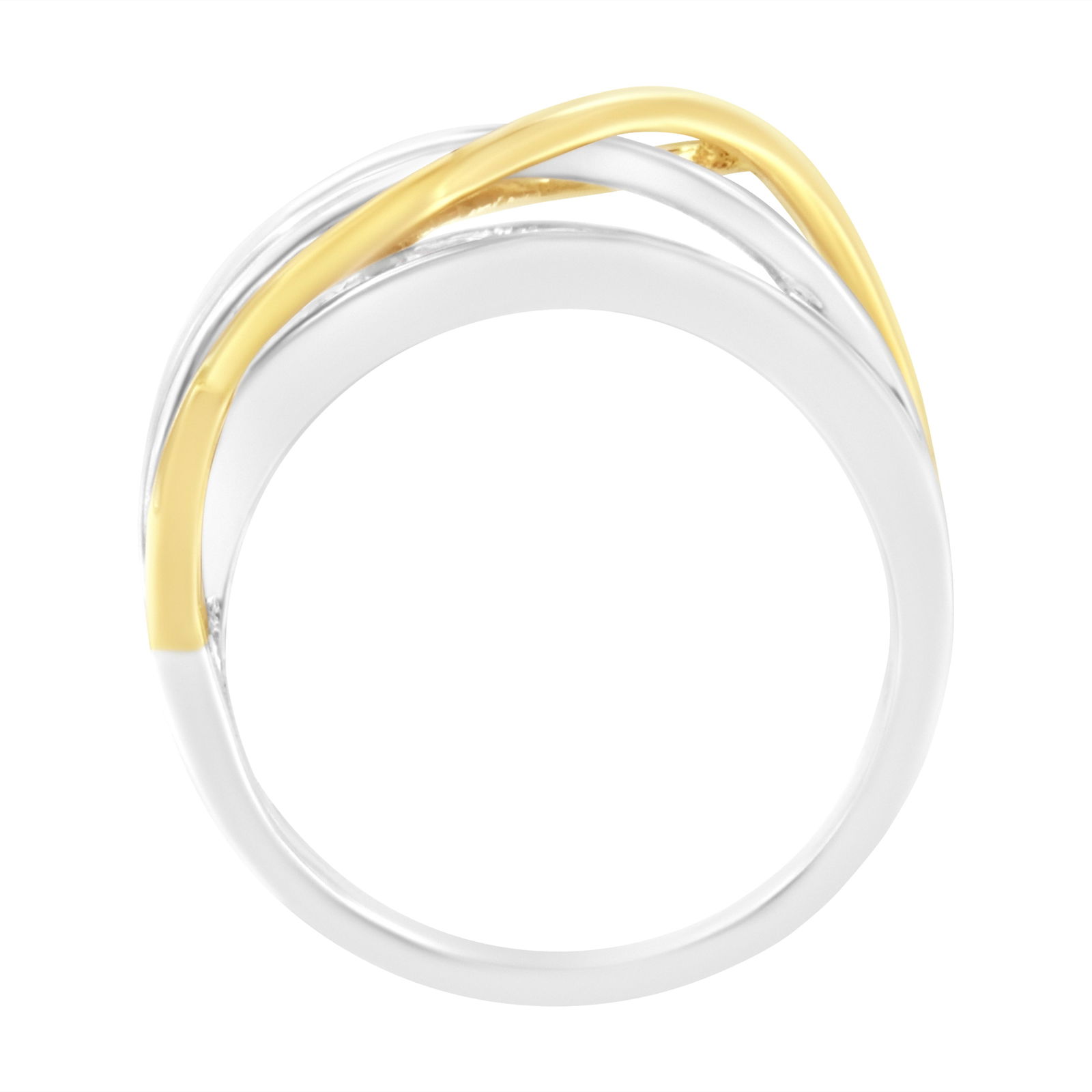 10K White and Yellow Gold 1 1/10 cttw Channel-Set Diamond Bypass Band Ring (J Color, I3 Clarity) - S - 4