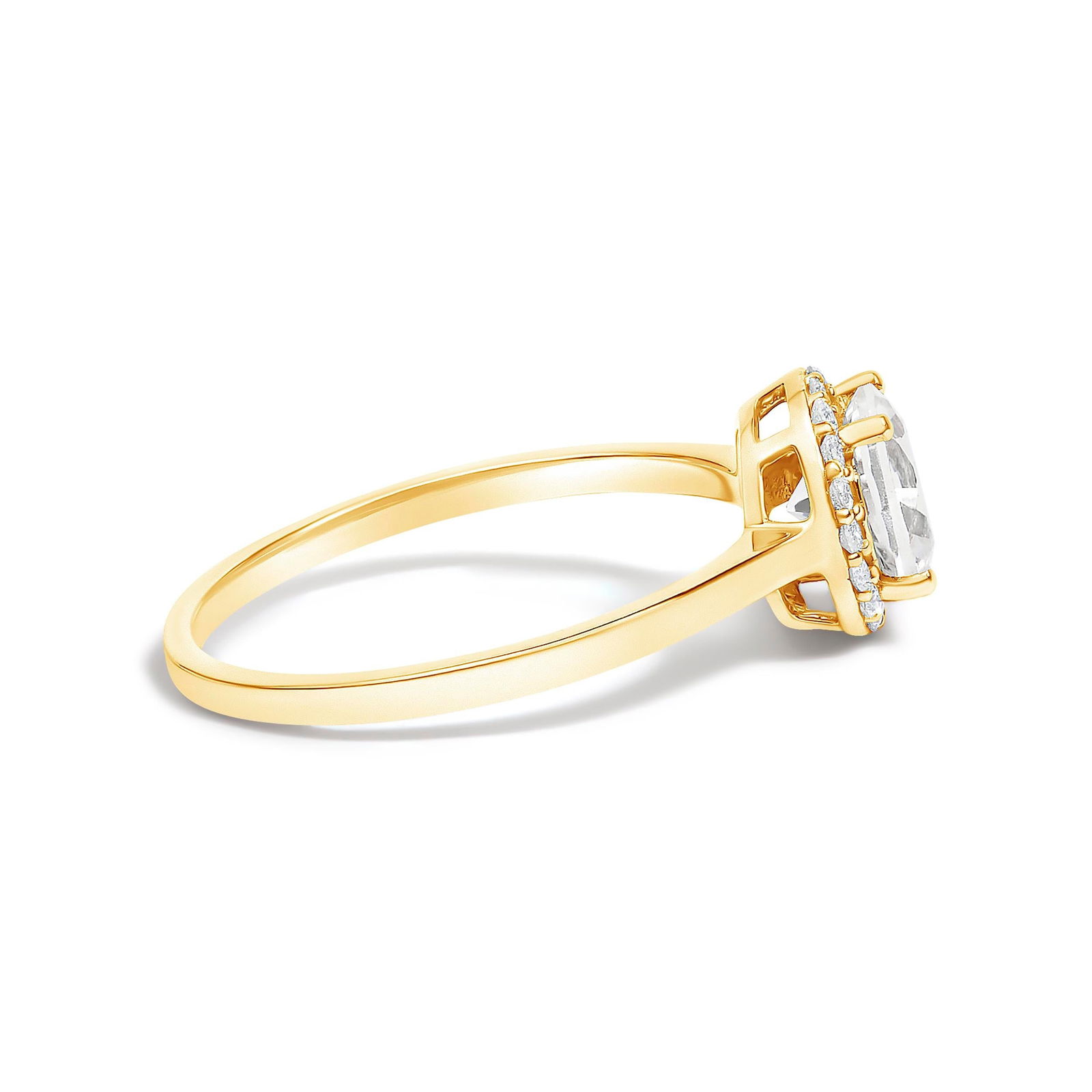 10K Yellow Gold White Topaz and 1/10 Cttw Diamond Halo Ring - 2