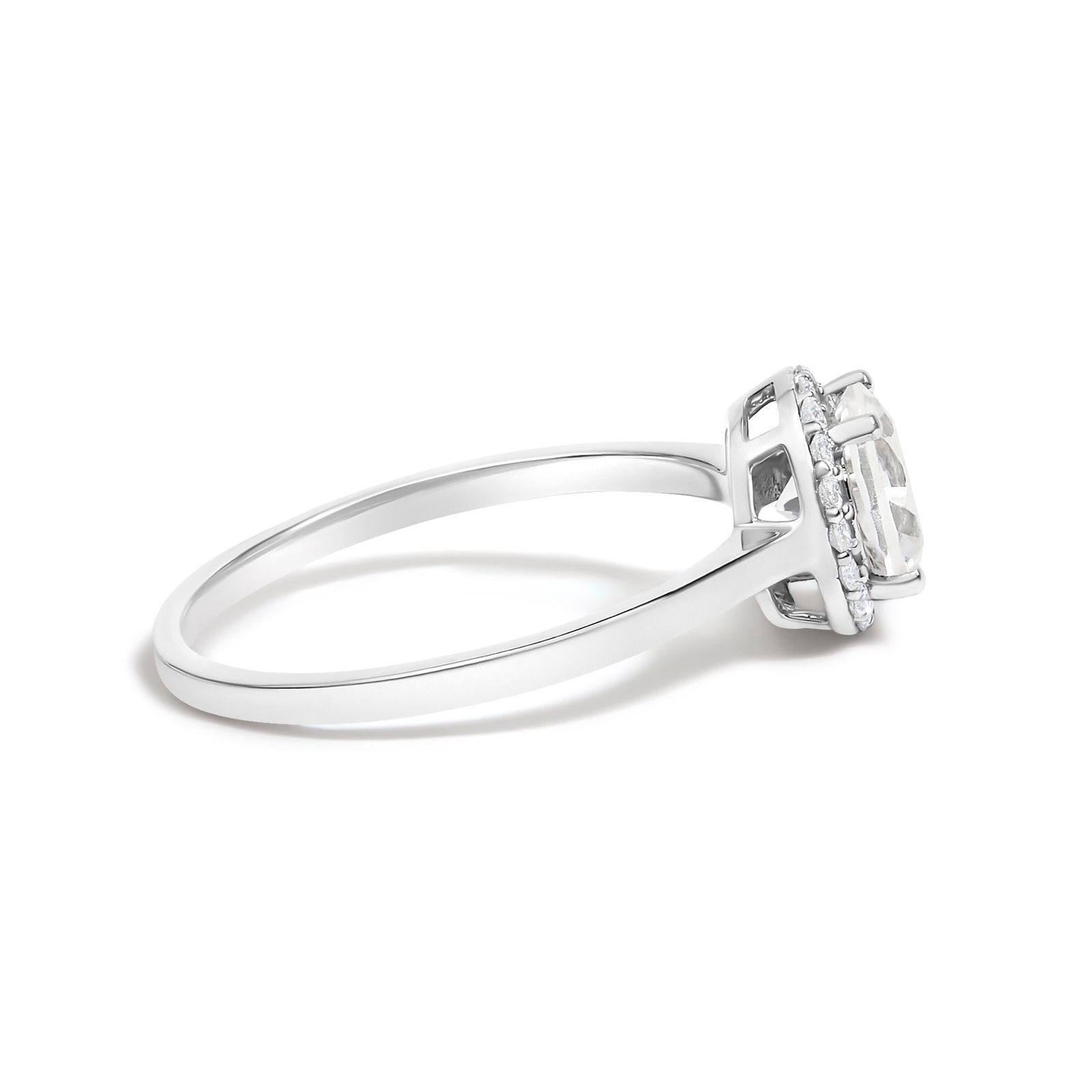 10K White Gold White Topaz and 1/10 Cttw Diamond Halo Ring - 2