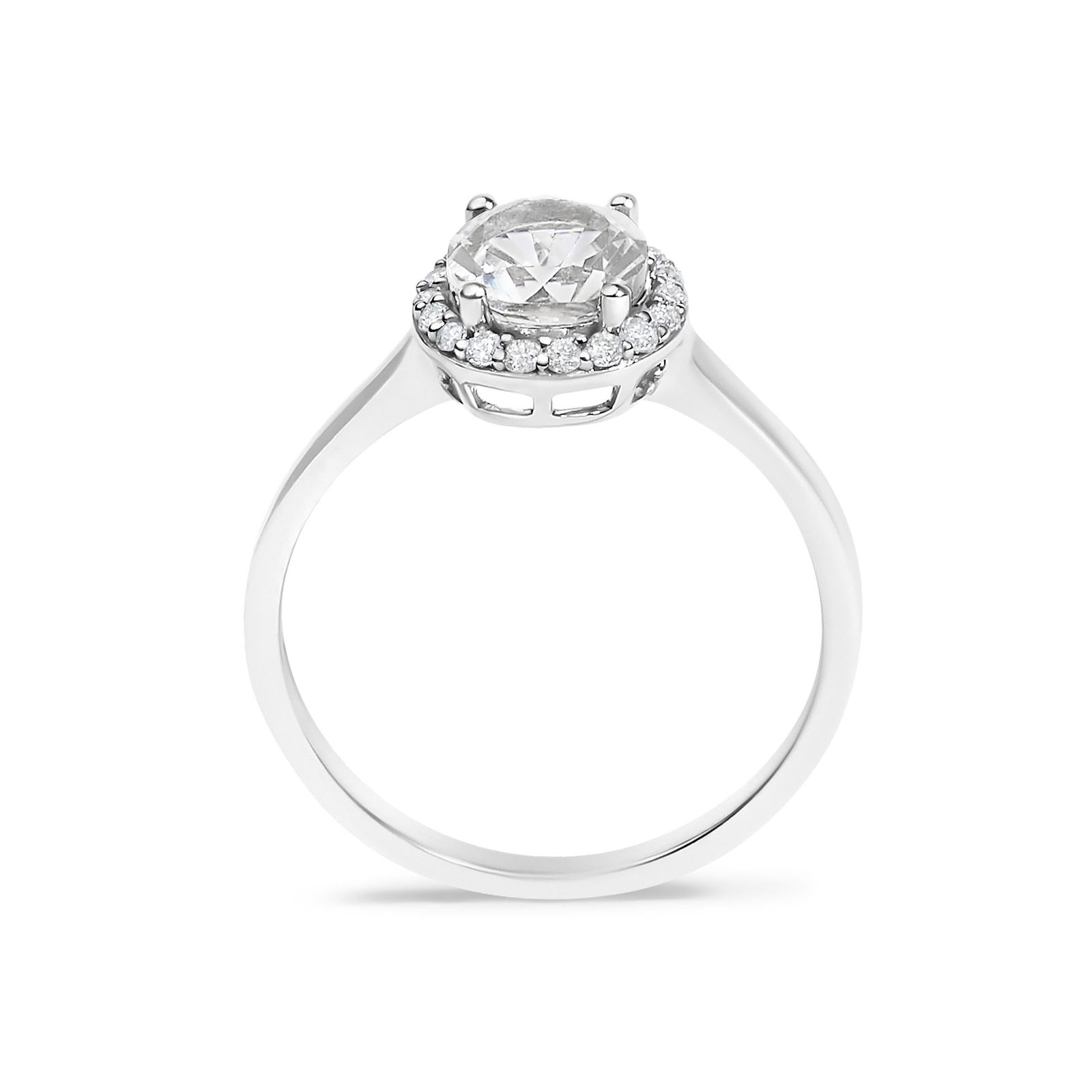 10K White Gold White Topaz and 1/10 Cttw Diamond Halo Ring - 5