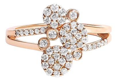 14K Rose Gold Plated .925 Sterling Silver 1/2 Cttw Diamond Scatter Composite Bypass Ring (I-J Color,