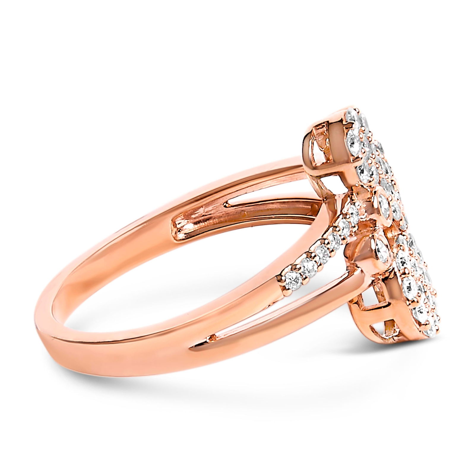 14K Rose Gold Plated .925 Sterling Silver 1/2 Cttw Diamond Scatter Composite Bypass Ring (I-J Color, - 3