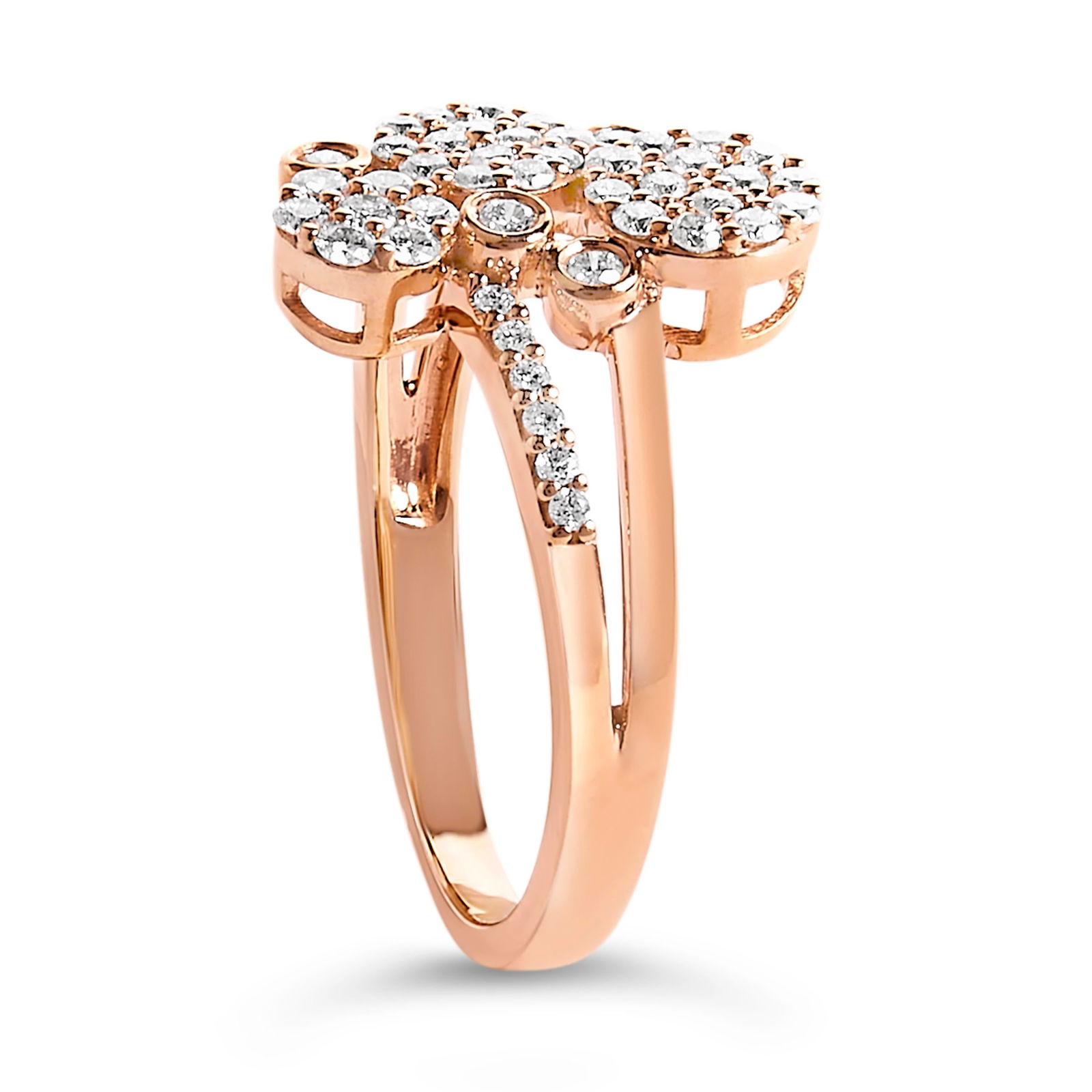 14K Rose Gold Plated .925 Sterling Silver 1/2 Cttw Diamond Scatter Composite Bypass Ring (I-J Color, - 5