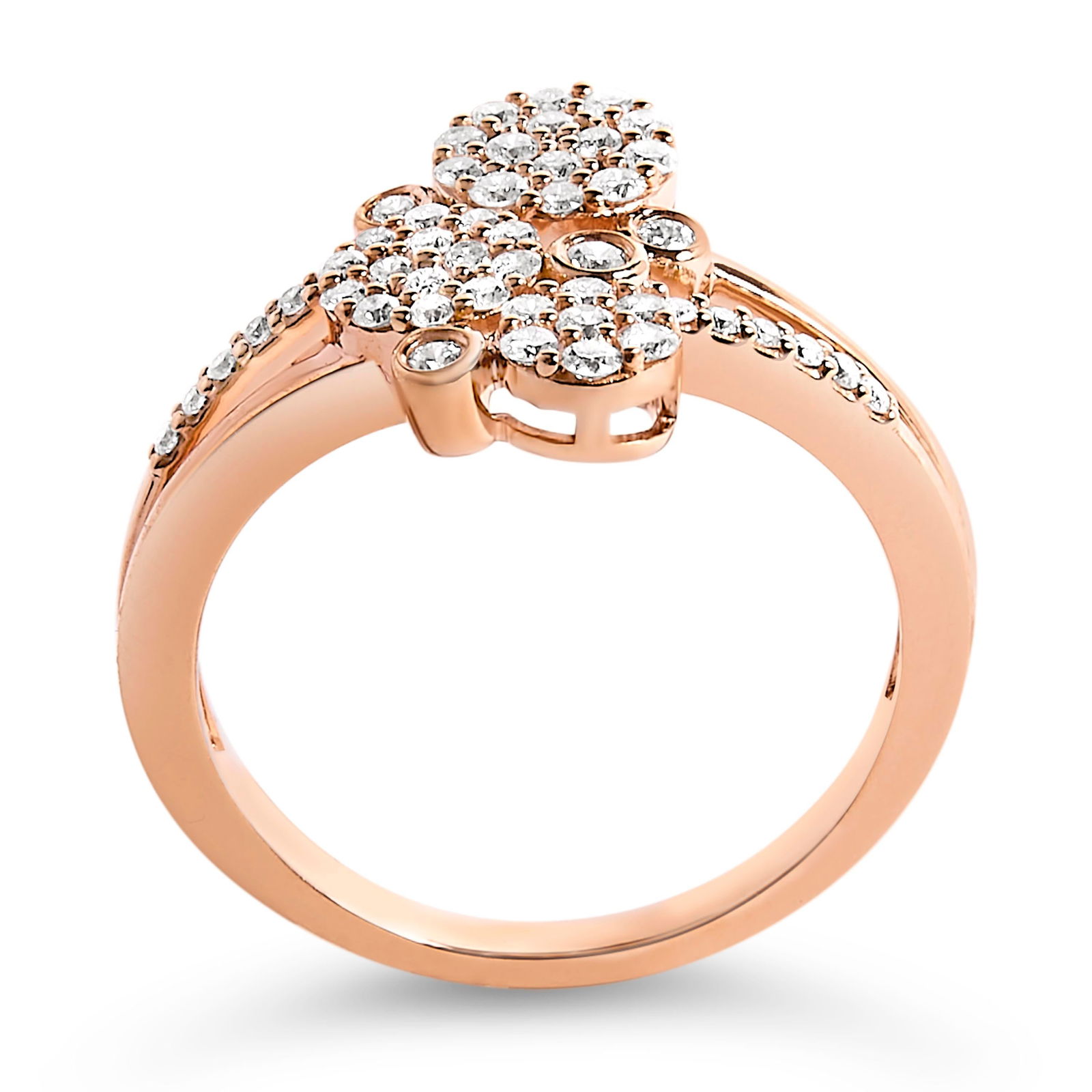 14K Rose Gold Plated .925 Sterling Silver 1/2 Cttw Diamond Scatter Composite Bypass Ring (I-J Color, - 6