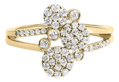 14K Yellow Gold Plated .925 Sterling Silver 1/2 Cttw Diamond Scatter Composite Bypass Ring (I-J Colo