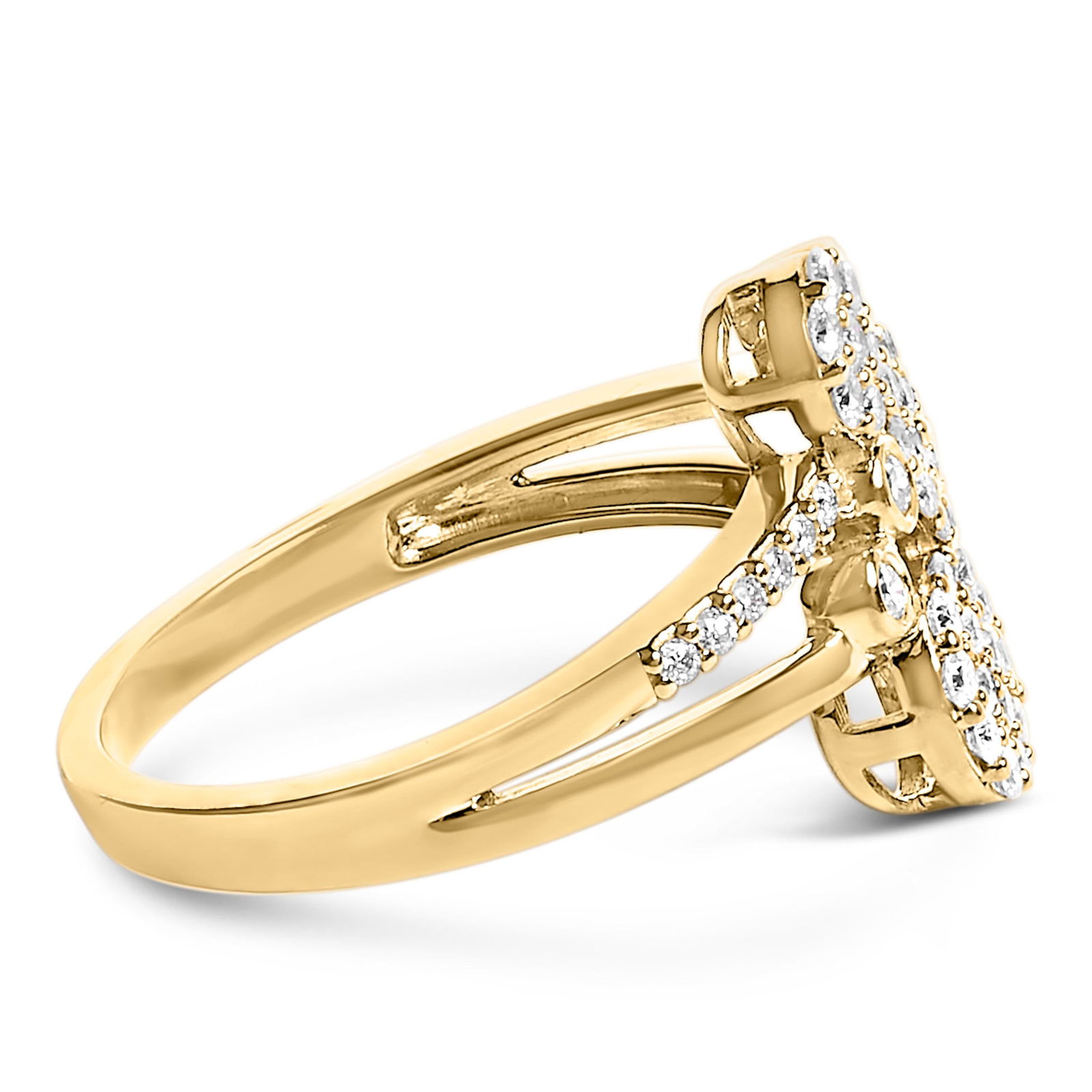 14K Yellow Gold Plated .925 Sterling Silver 1/2 Cttw Diamond Scatter Composite Bypass Ring (I-J Colo - 3