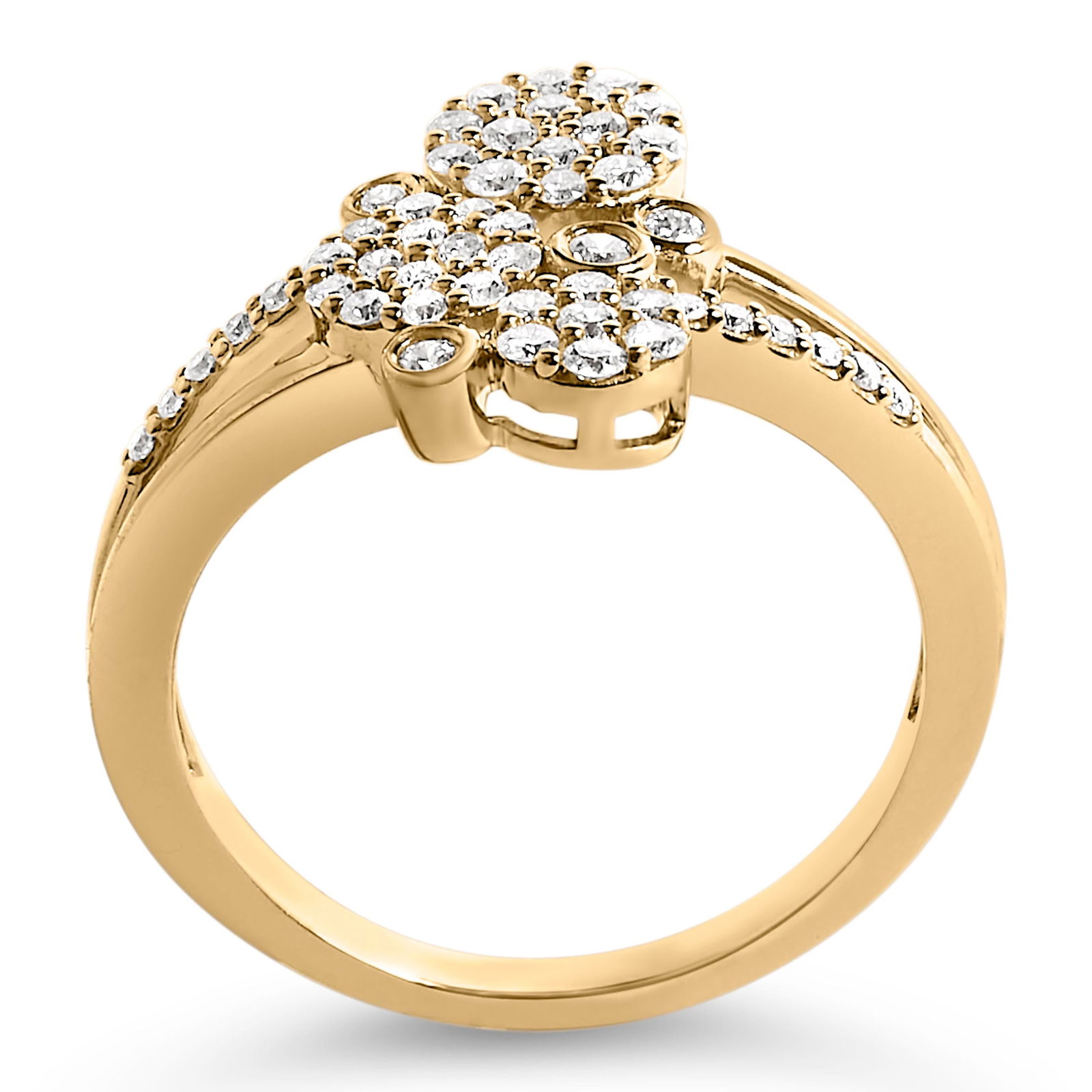 14K Yellow Gold Plated .925 Sterling Silver 1/2 Cttw Diamond Scatter Composite Bypass Ring (I-J Colo - 6