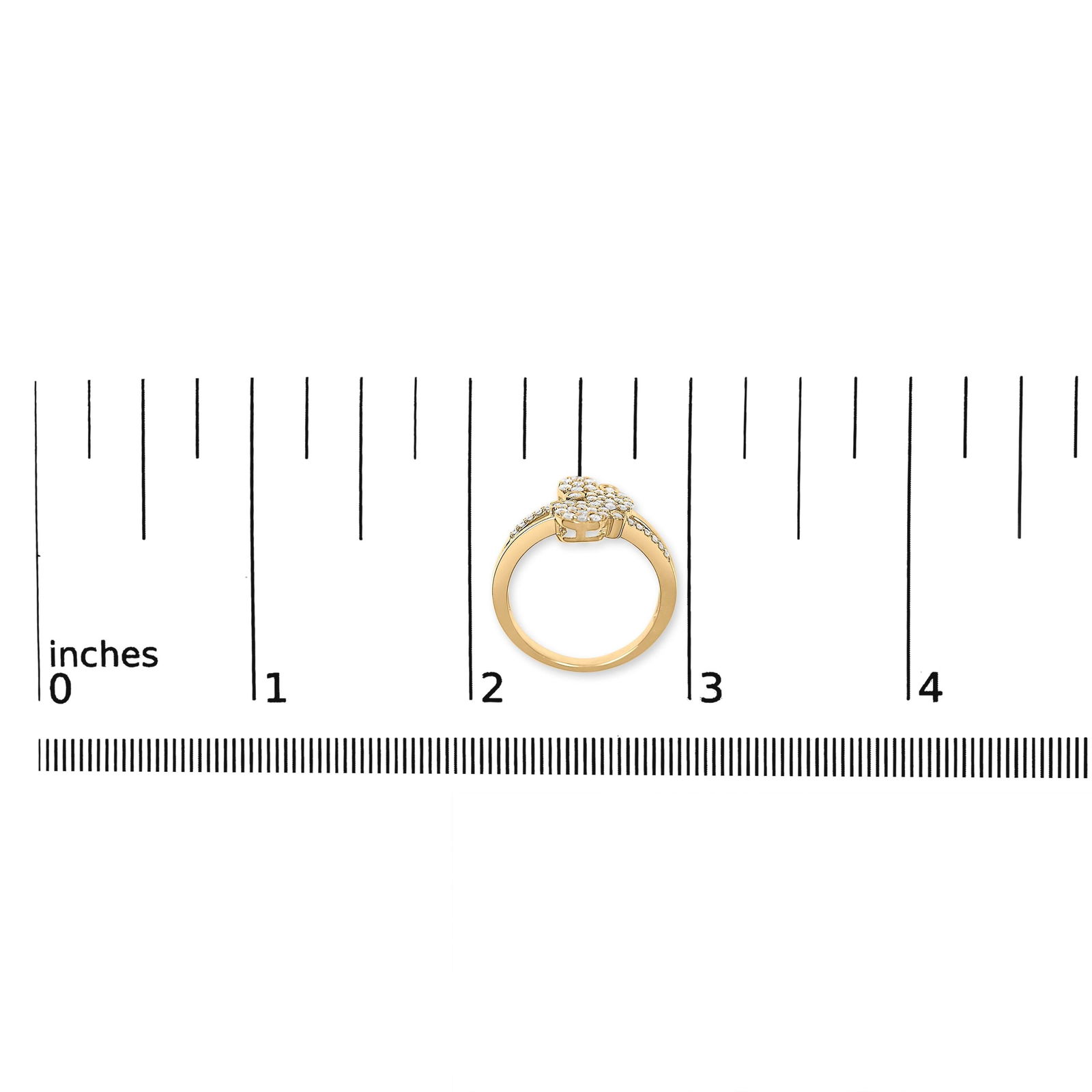 14K Yellow Gold Plated .925 Sterling Silver 1/2 Cttw Diamond Scatter Composite Bypass Ring (I-J Colo - 7