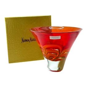 Waterford Crystal Evolution Red & Amber Art Glass Bowl