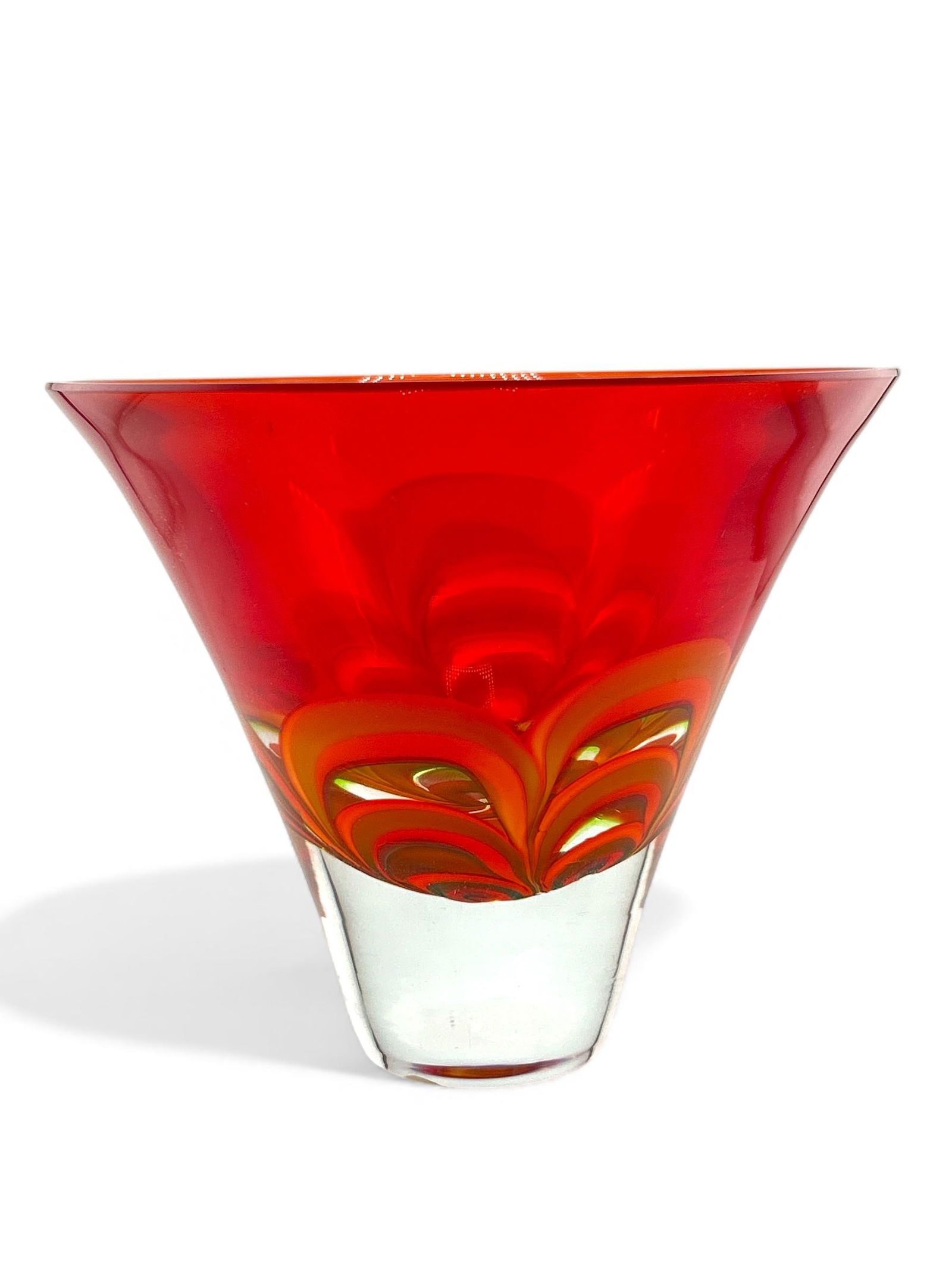 Waterford Crystal Evolution Red & Amber Art Glass Bowl - 4