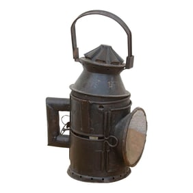 Antique Industrial Iron Railway Lantern