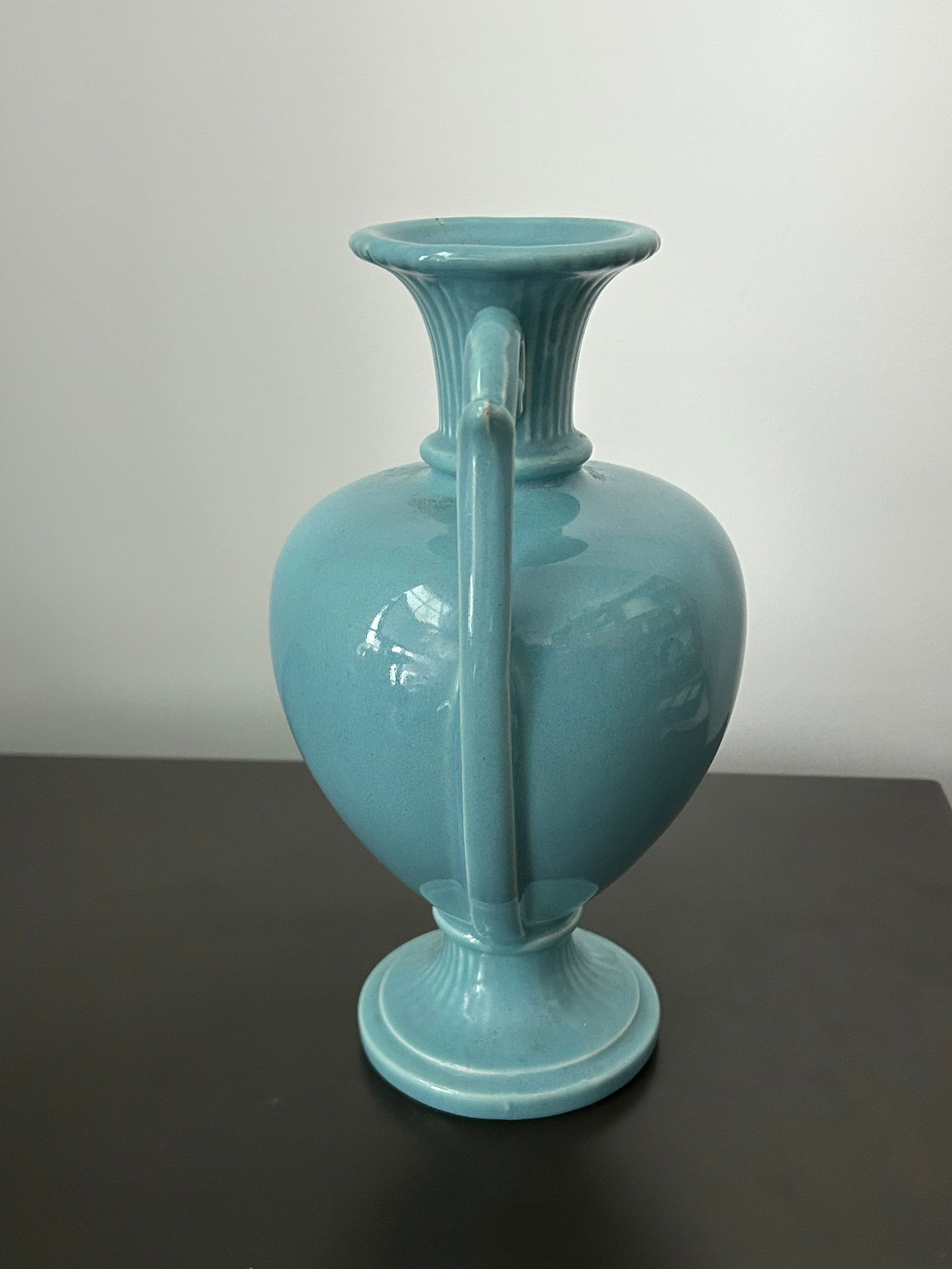 Vintage Royal Haeger Attributed Feather Plume Urn Vase – Mid-Century Turquoise Blue-Green - 7