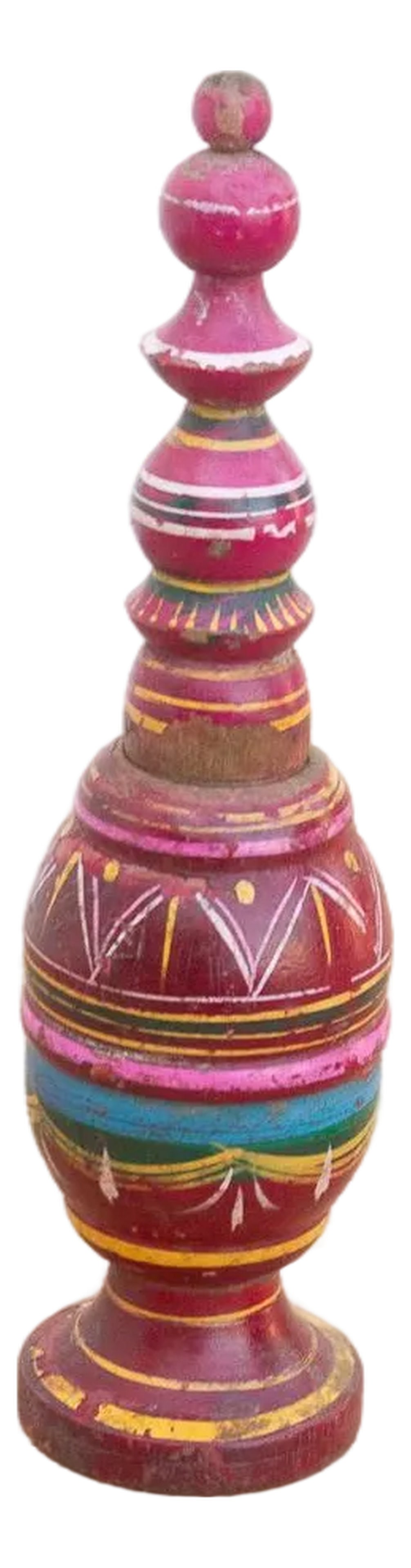 9" Tall Vintage Turned Wood Finial Container (1 of 7)