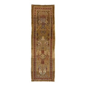 Vintage Persian Bakshaish Handmade Brown Wool Runner With Tribal Design
