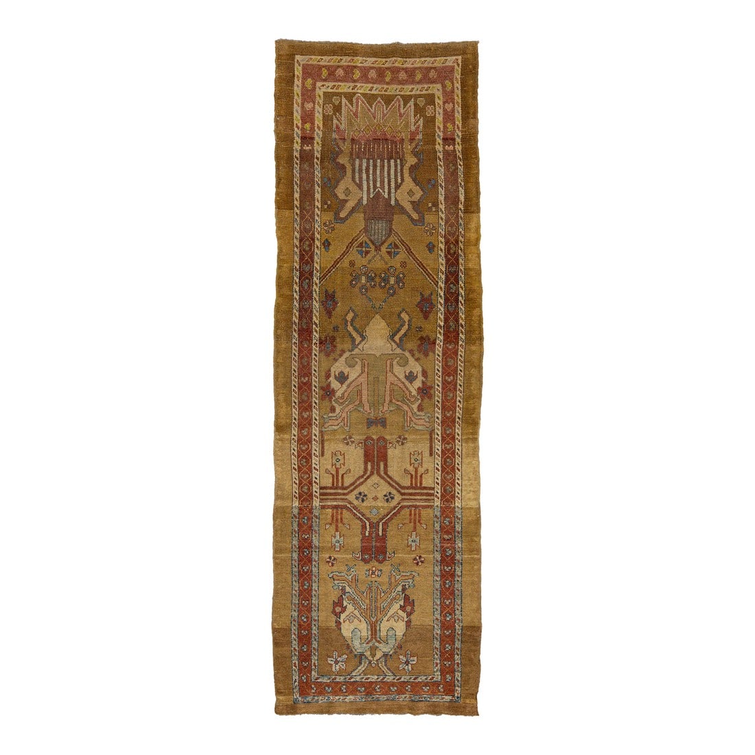Vintage Persian Bakshaish Handmade Brown Wool Runner With Tribal Design (1 of 9)