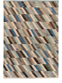 Contemporary Kilim Flatweave Multicolor Geometric Abstract Wool Rug