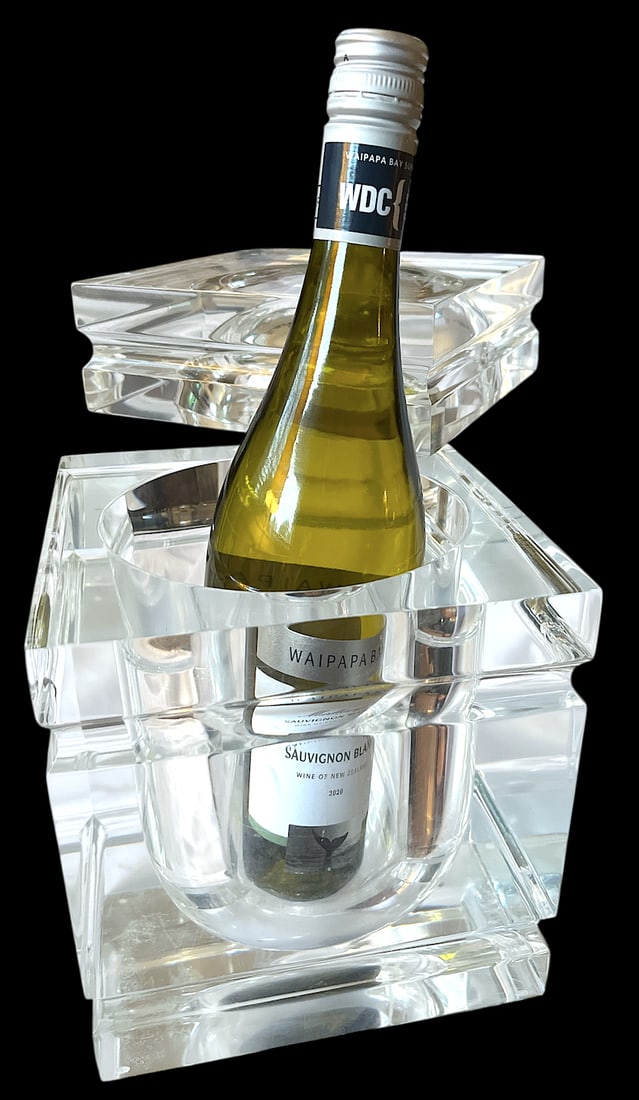 Large Vintage Lucite Ice Bucket With Swivel Lid, Attributed to Alessandro Albrizzi, Italy, C. 1970s - 2