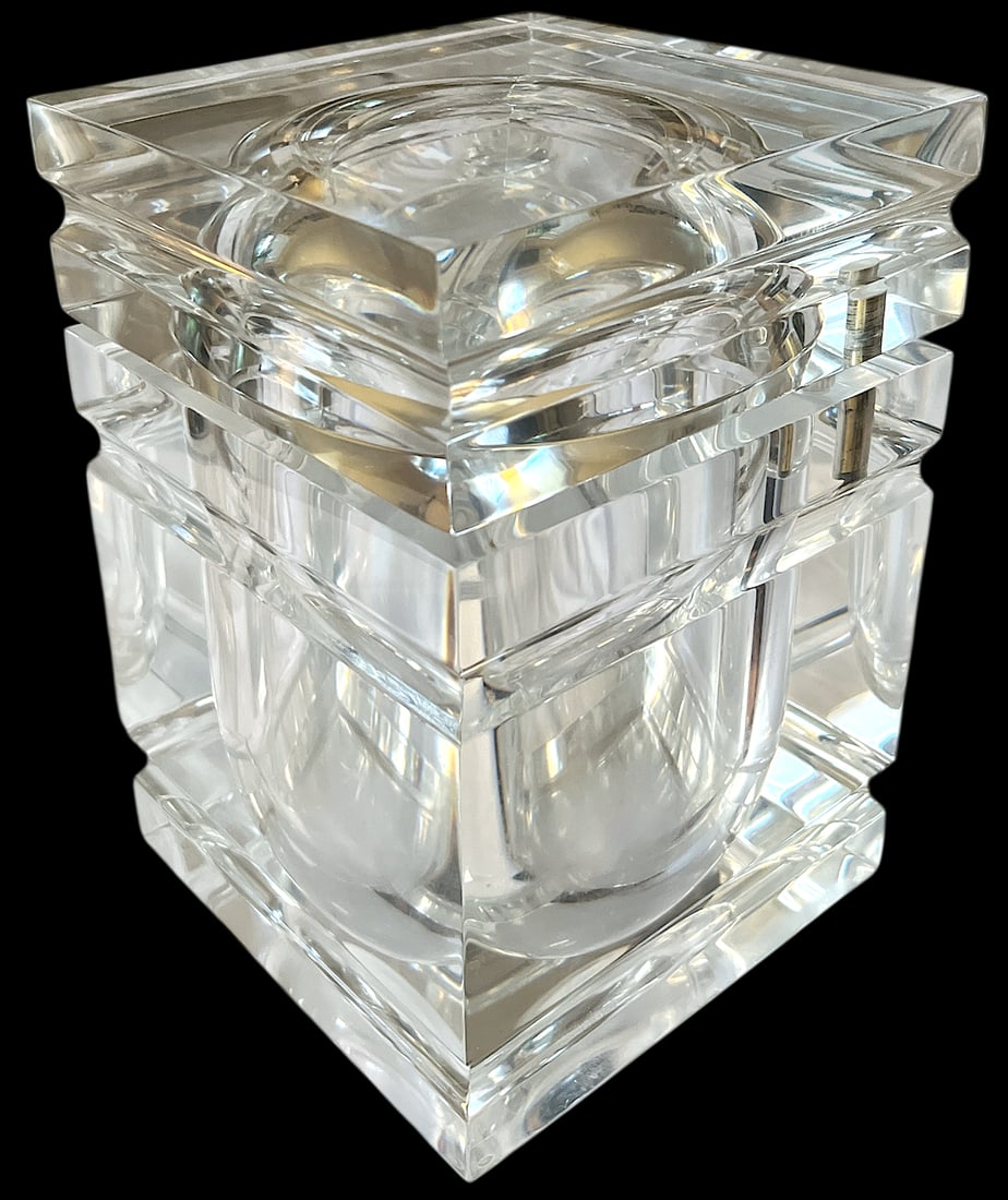 Large Vintage Lucite Ice Bucket With Swivel Lid, Attributed to Alessandro Albrizzi, Italy, C. 1970s - 3