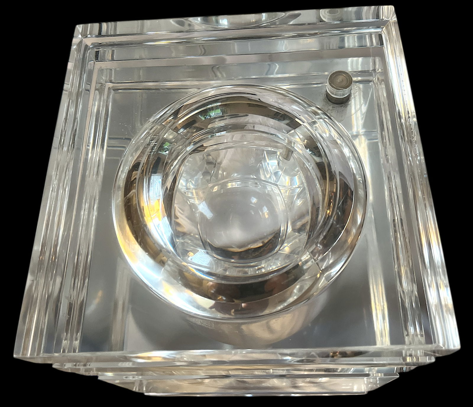 Large Vintage Lucite Ice Bucket With Swivel Lid, Attributed to Alessandro Albrizzi, Italy, C. 1970s - 7