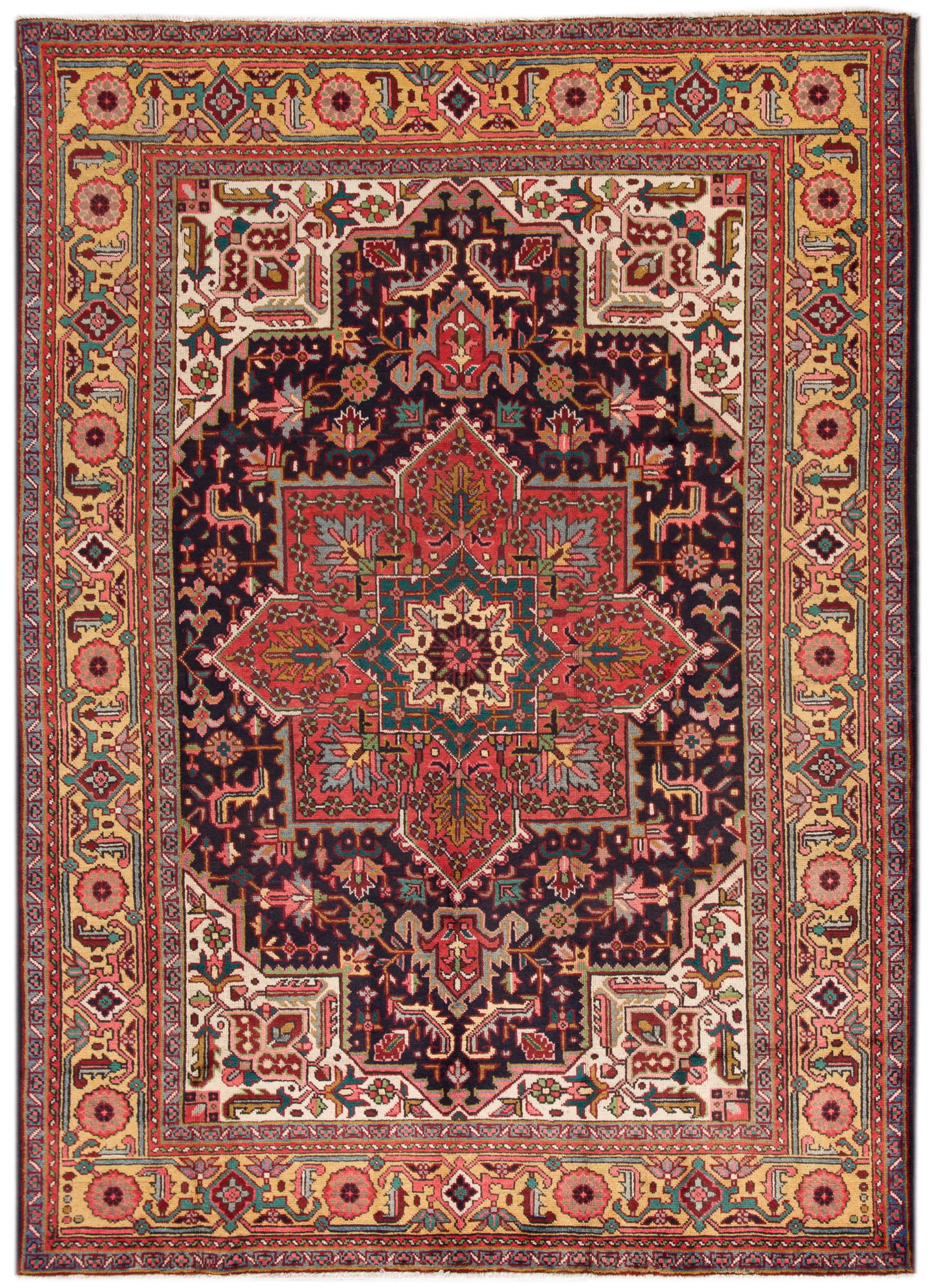 Early 20th Century Vintage Persian Heriz Multicolor Handmade Wool Rug - 5