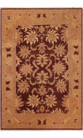 1980s Vintage Bohemian Low Pile Red/Gold Wool Rug