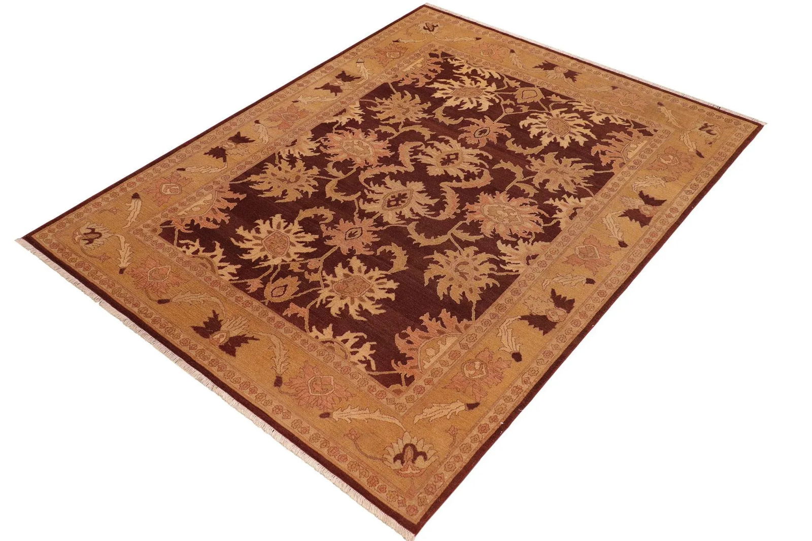 1980s Vintage Bohemian Low Pile Red/Gold Wool Rug - 3