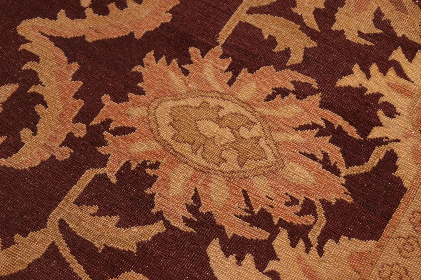 1980s Vintage Bohemian Low Pile Red/Gold Wool Rug - 7