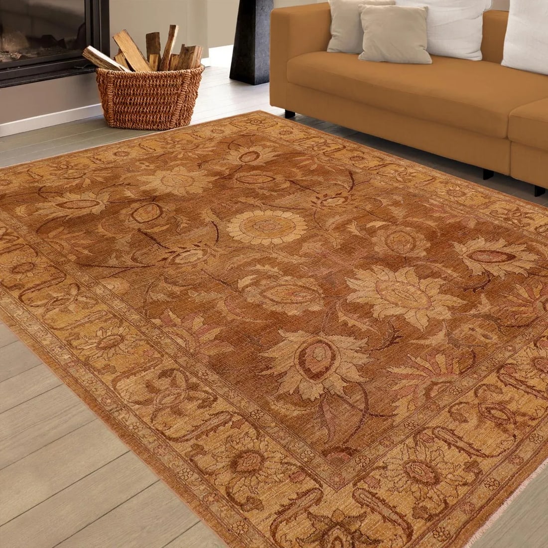 1980s Vintage Rustic Gold Wool Rug - 2