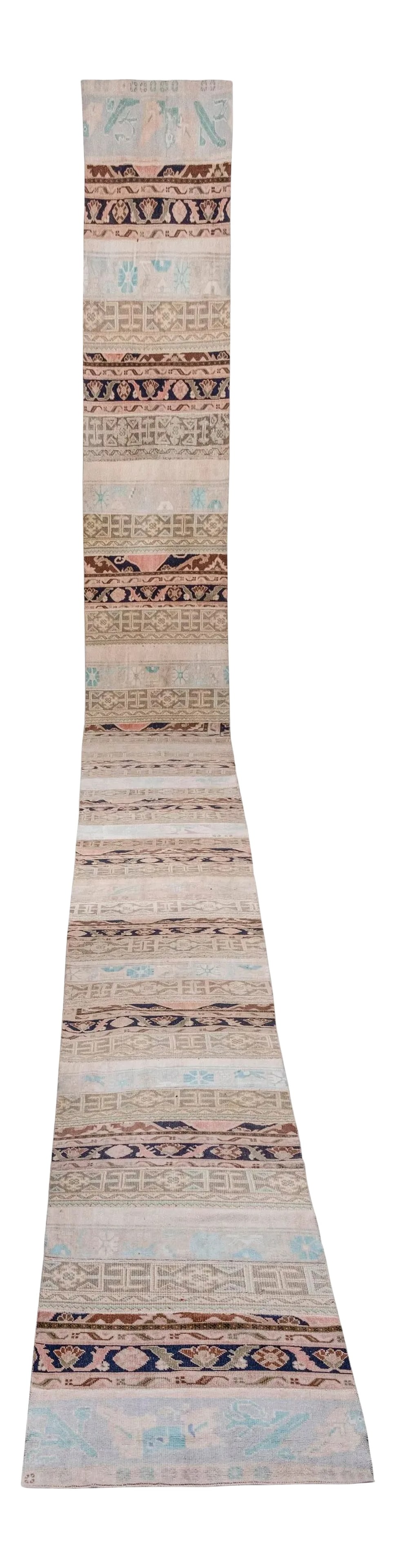 Distressed Extra Long Hallway Oushak Runner Rug 2'7" X 33'8" (1 of 13)