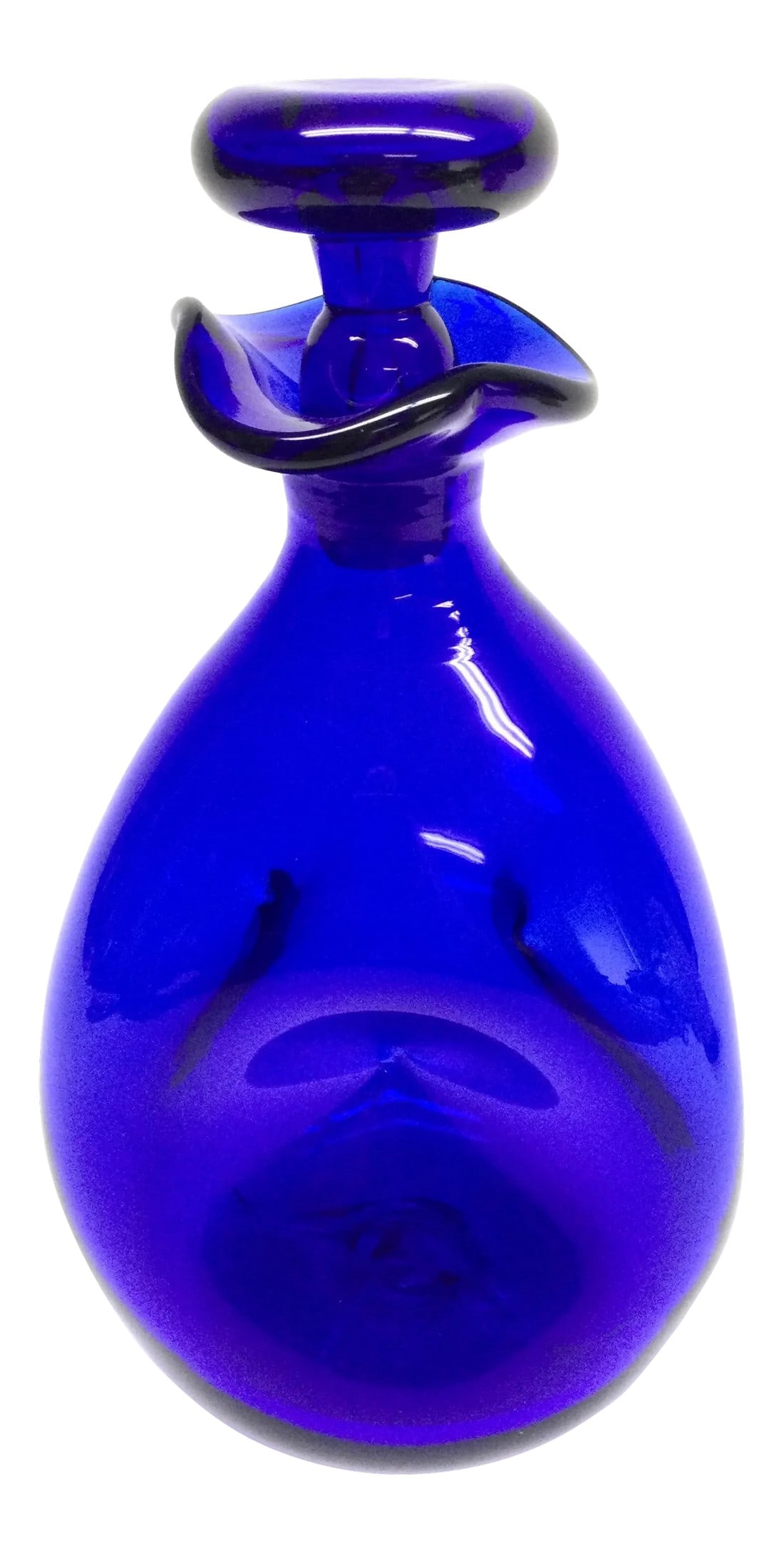 1950s Cobalt Blue Glass Hand Blown Heavy Carafe (1 of 13)