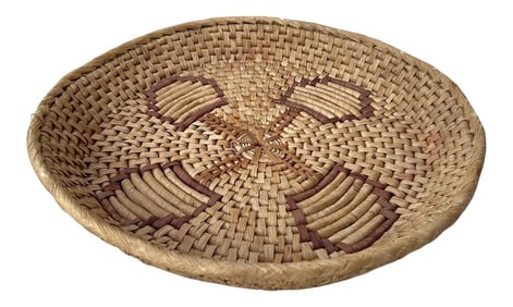 Vintage Woven Raffia/Seagrass Decorative Wall Basket