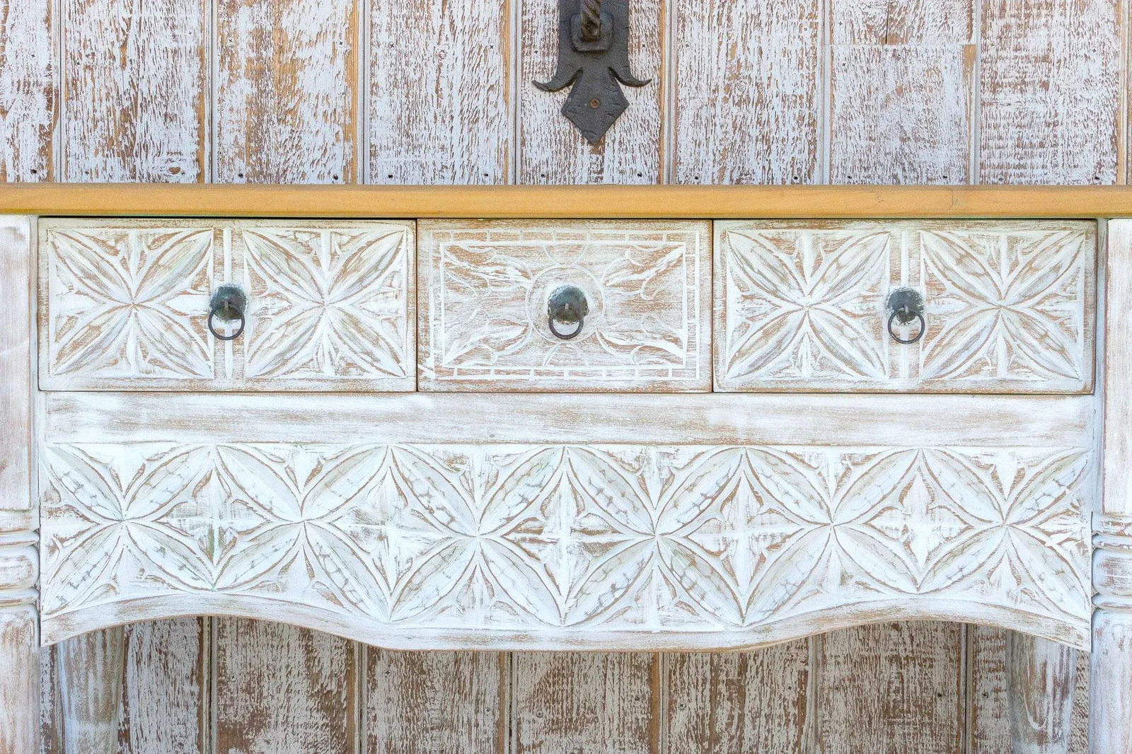 Whitewash Spanish Colonial Nahuala Console Table - 4