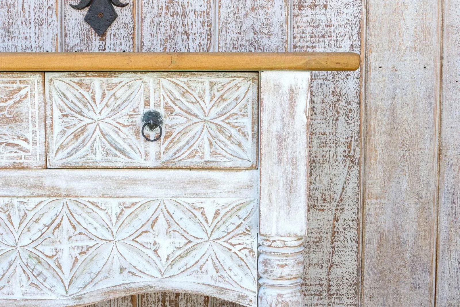 Whitewash Spanish Colonial Nahuala Console Table - 8