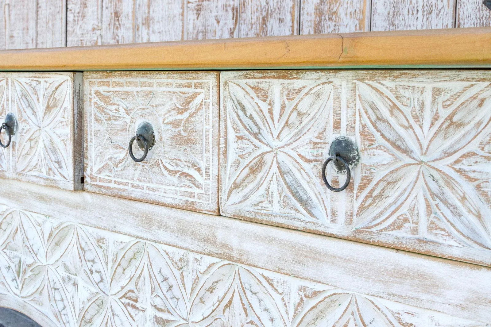 Whitewash Spanish Colonial Nahuala Console Table - 9