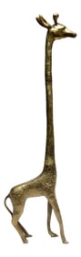 Mid-Century Modern Tall 22 1/2" Solid Brass Giraffe Statue