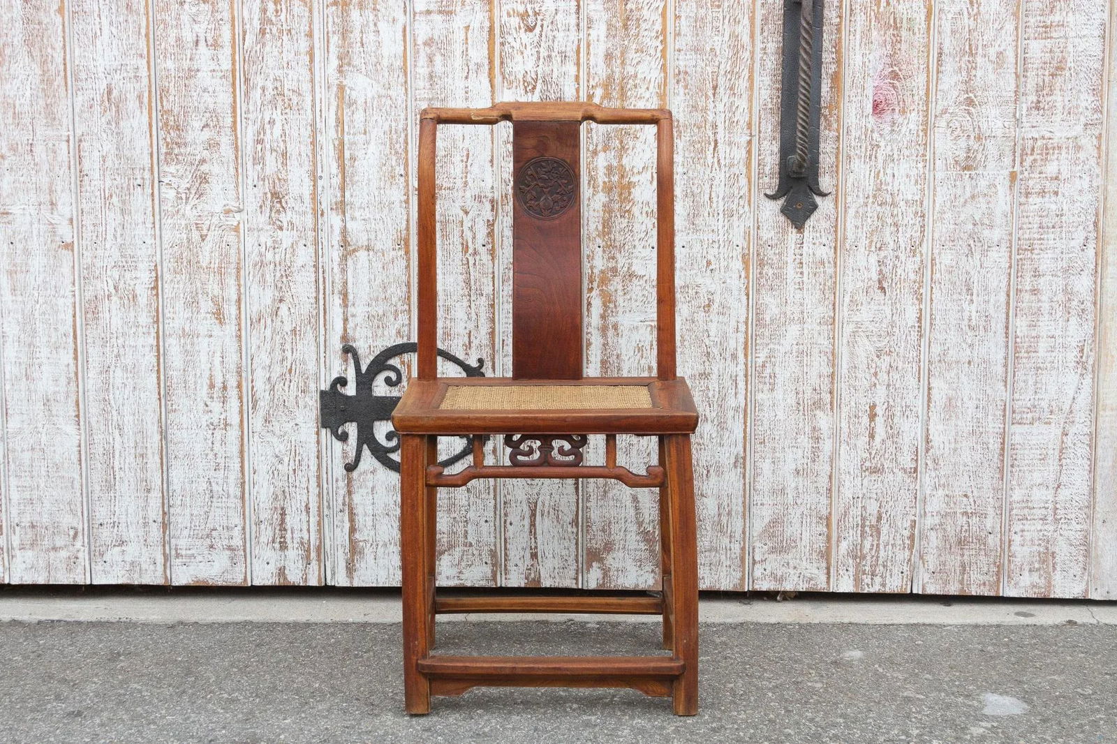 Antique Carved Elm Wood Chinese Chair - 3